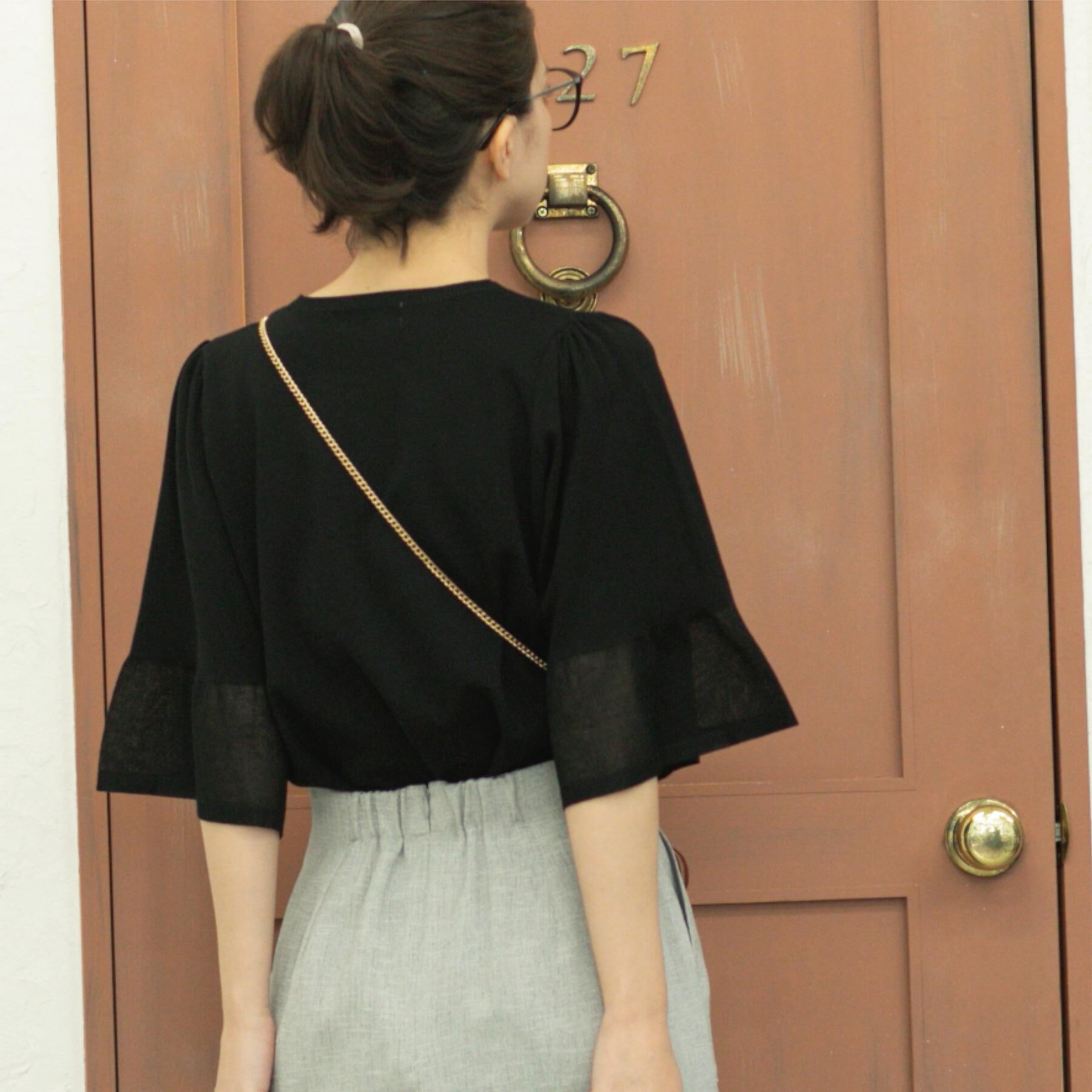 OPAQUE.CLIP「《5色展開》シアーフレアスリーブニット【洗濯機洗い可】」|ニット・セーター|