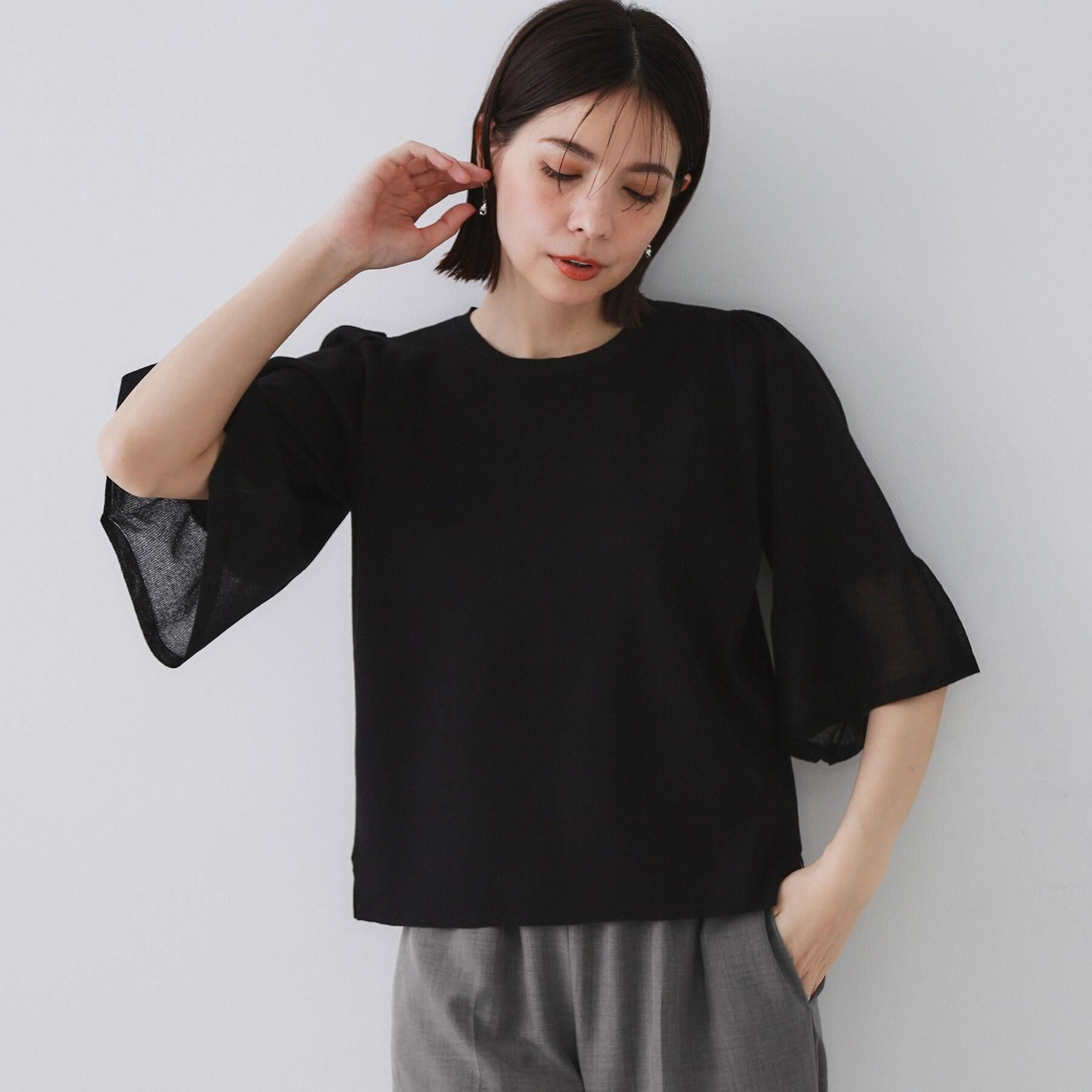 OPAQUE.CLIP「《5色展開》シアーフレアスリーブニット【洗濯機洗い可】」|ニット・セーター|