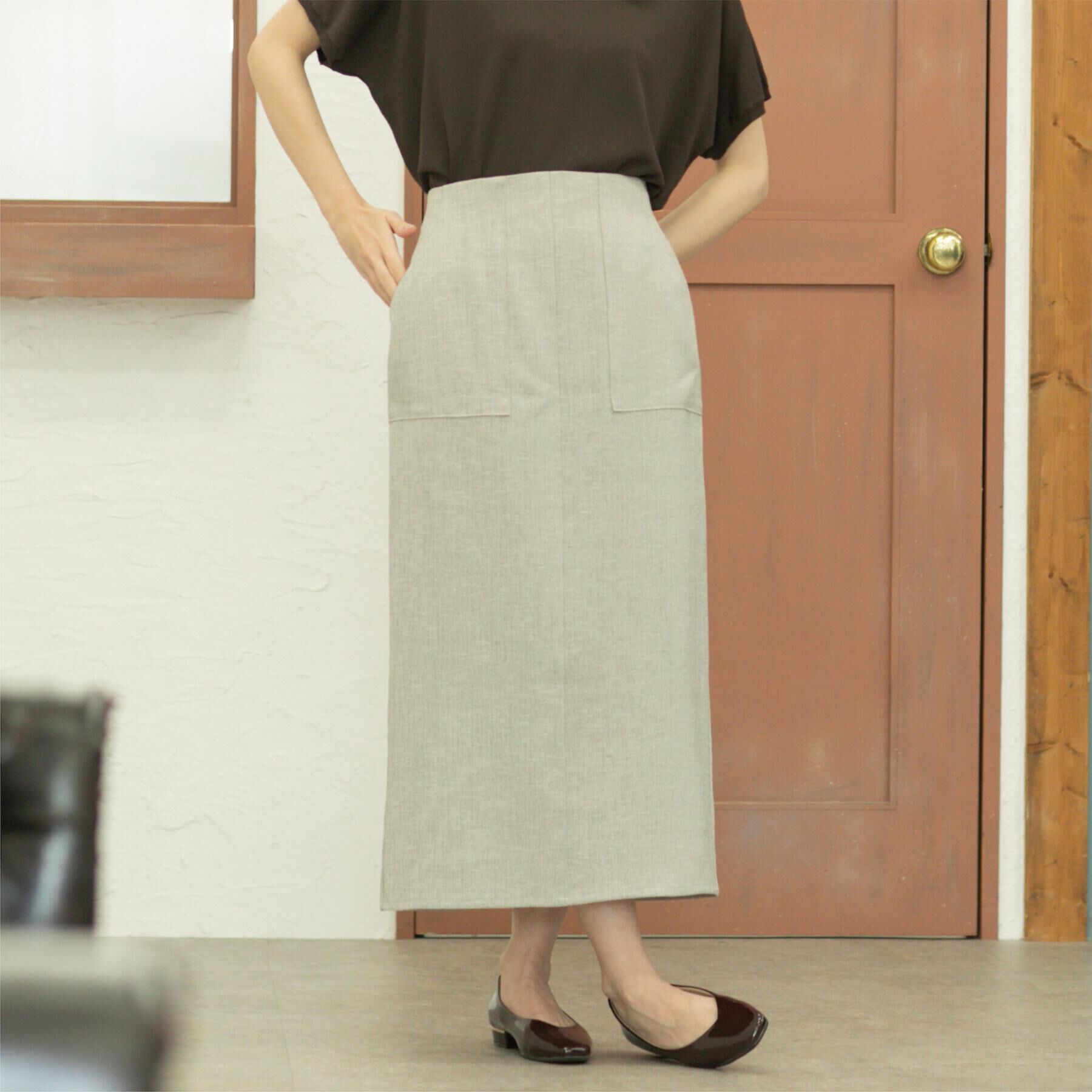 OPAQUE.CLIP「《美人百花掲載》ストレッチリネンライクタイトスカート【洗濯機洗い可】」|スカート|