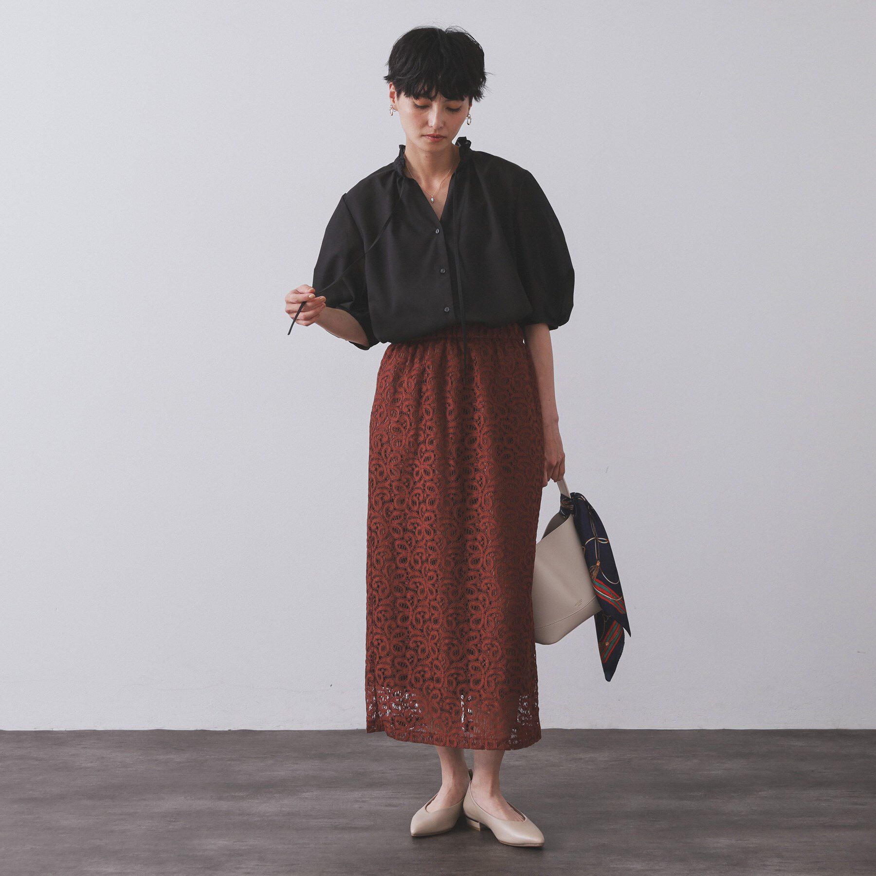 OPAQUE.CLIP「シアーフリルネックブラウス【洗濯機洗い可】」|シャツ・ブラウス|