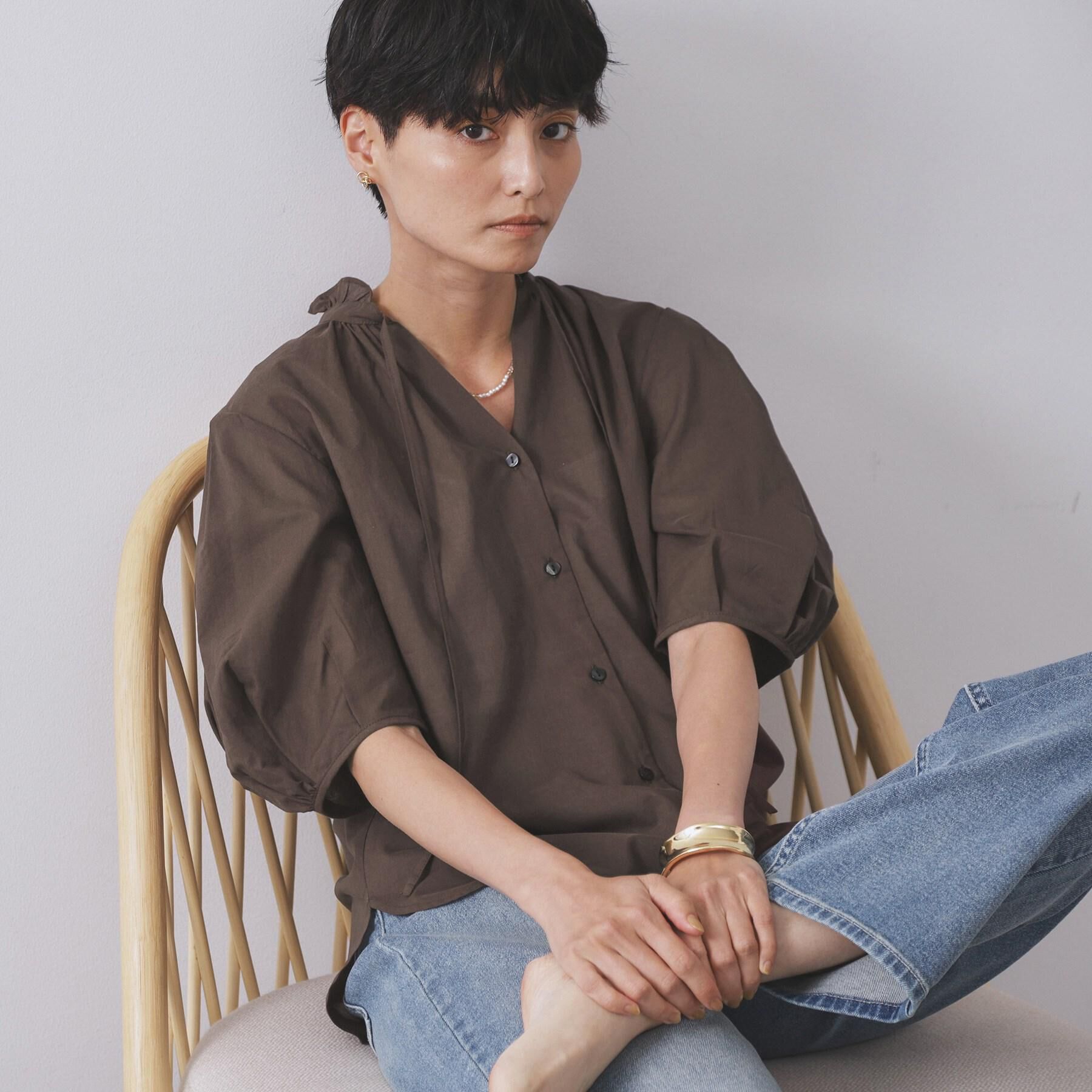 OPAQUE.CLIP「シアーフリルネックブラウス【洗濯機洗い可】」|シャツ・ブラウス|