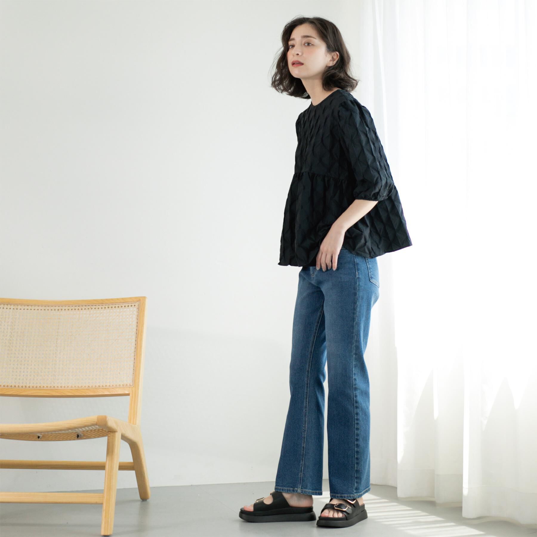 OPAQUE.CLIP「ふくれジャカードペプラムブラウス【洗濯機洗い可】」|シャツ・ブラウス|