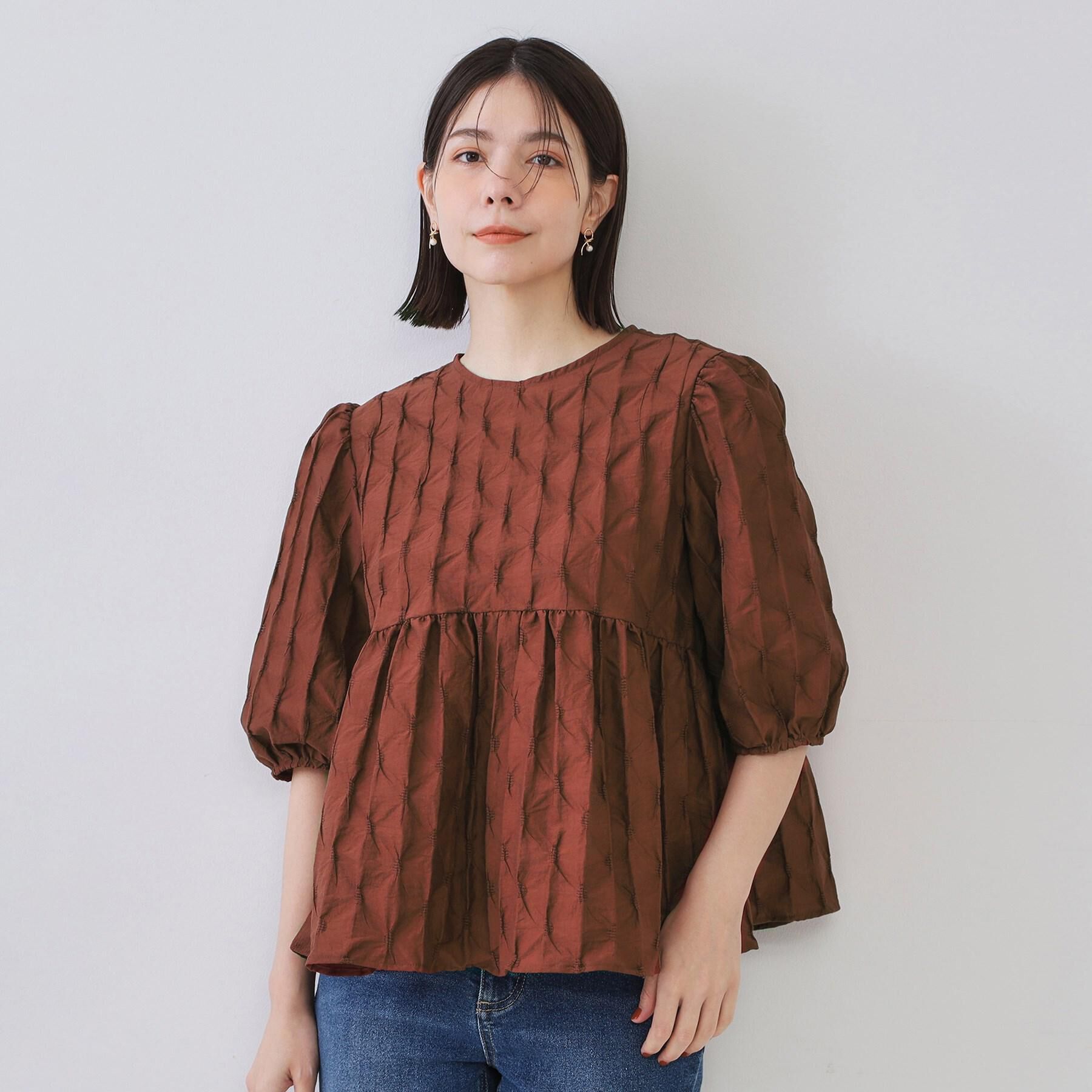 OPAQUE.CLIP「ふくれジャカードペプラムブラウス【洗濯機洗い可】」|シャツ・ブラウス|