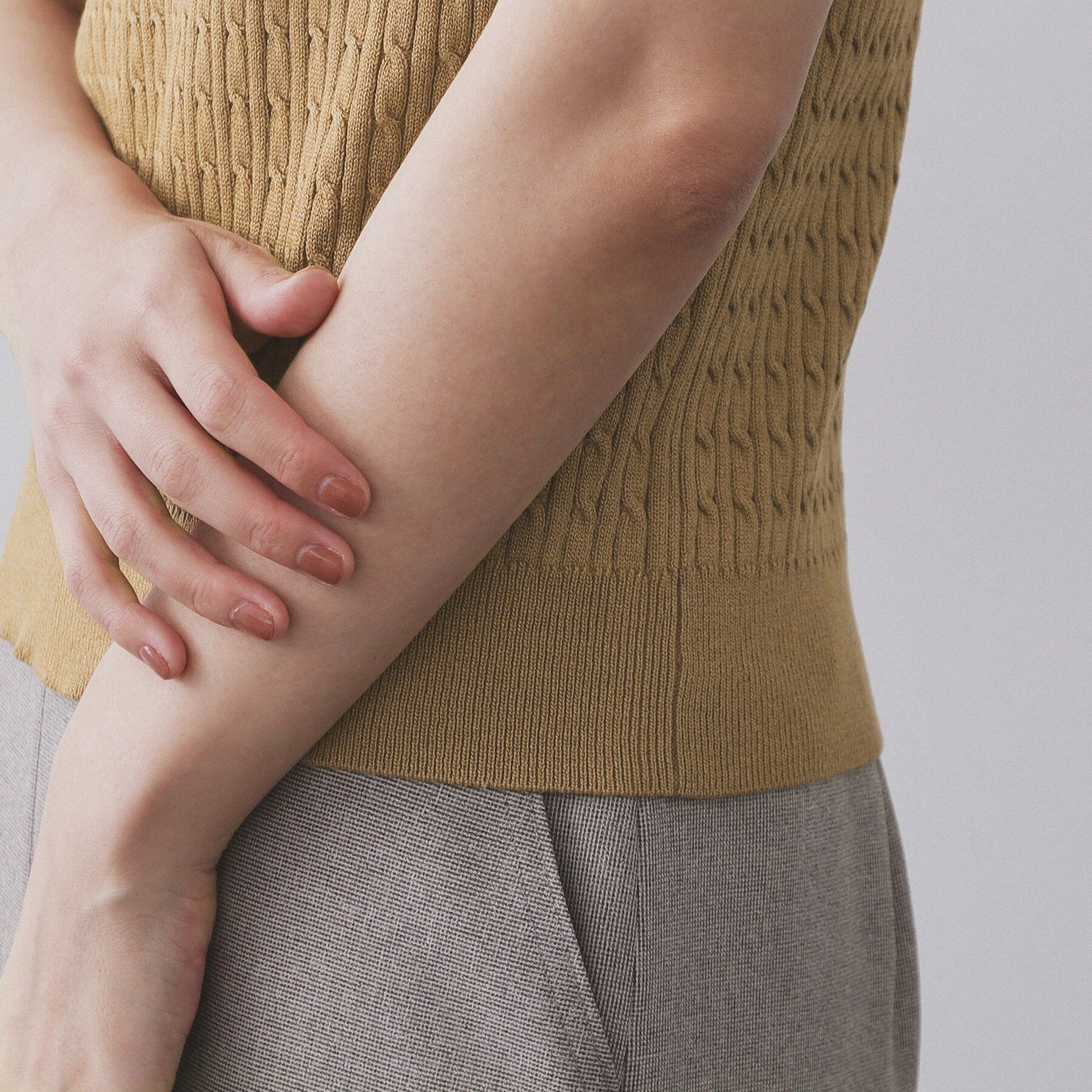 OPAQUE.CLIP「ケーブルハーフスリーブニット【UVケア/洗濯機OK】《6col/S～LL》」|ニット・セーター|