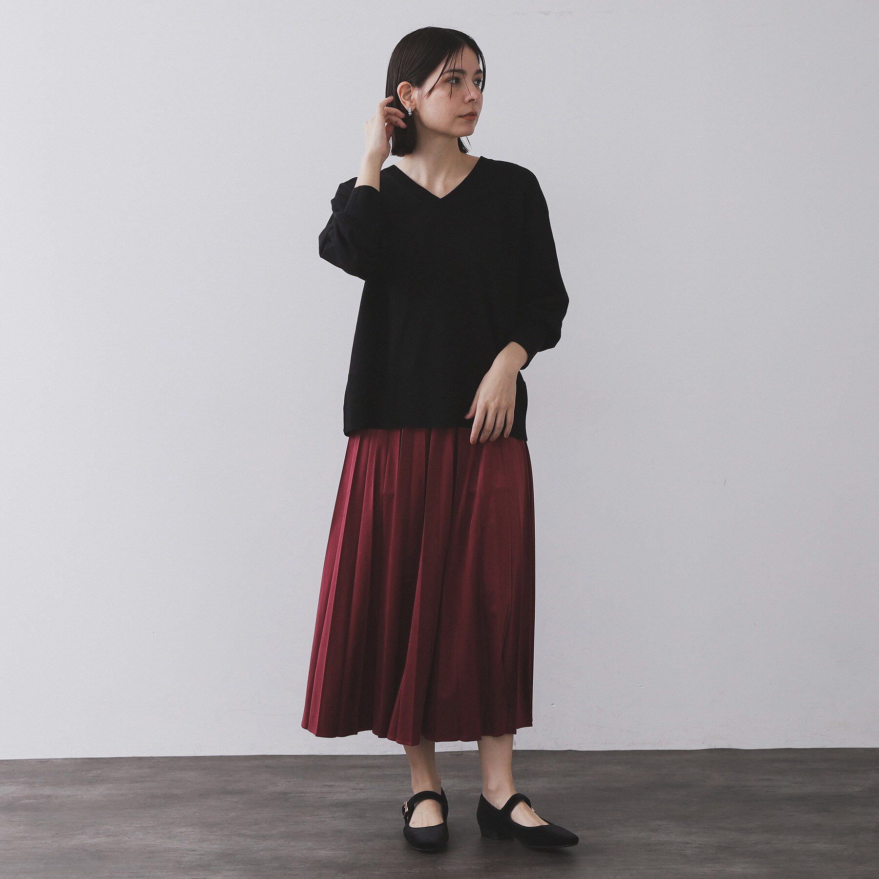 OPAQUE.CLIP「リラクシーVネックニット【洗濯機洗OK】《6col》」|ニット・セーター|