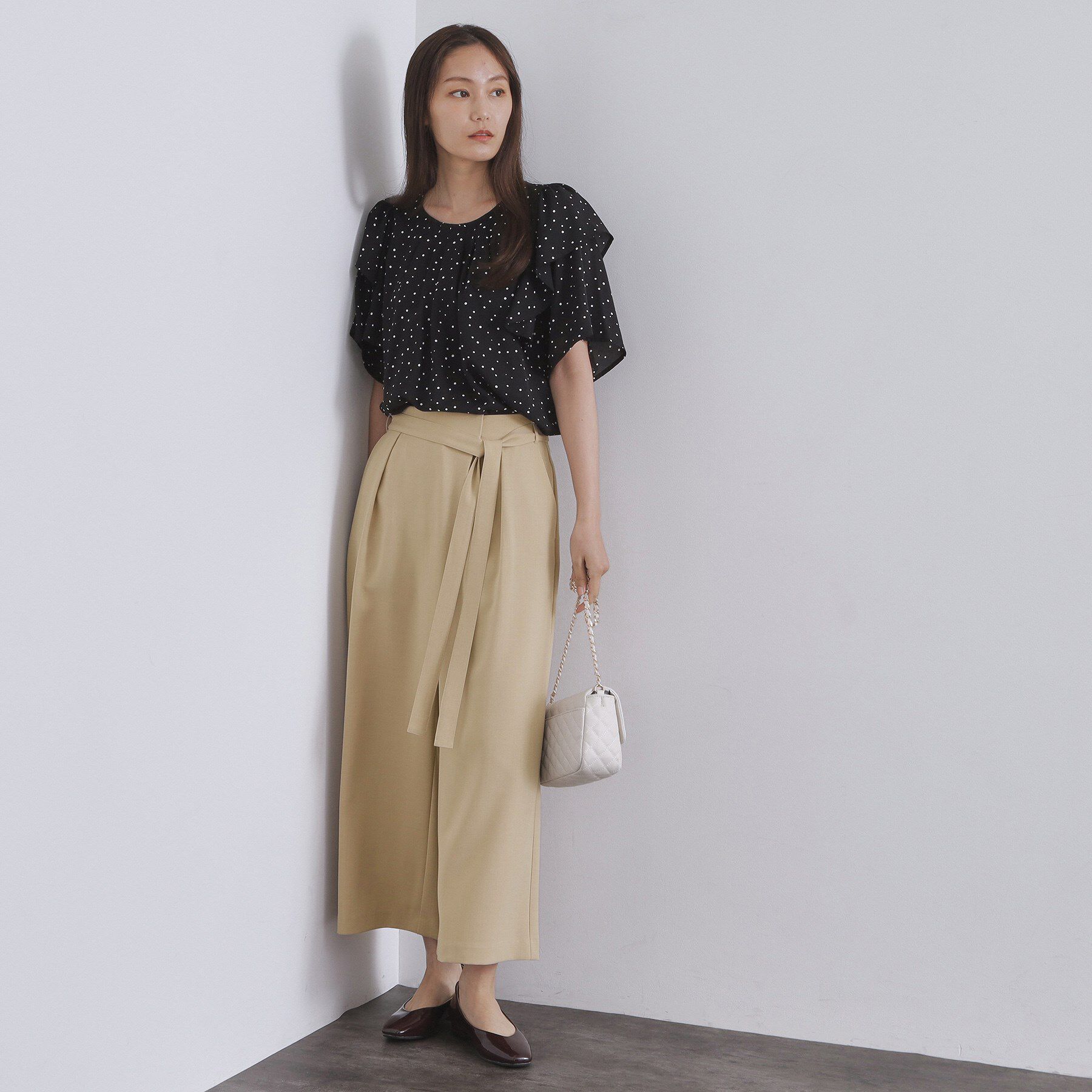 OPAQUE.CLIP「サッシュリボン付きラップデザインパンツ【洗濯機洗い可】」|その他|