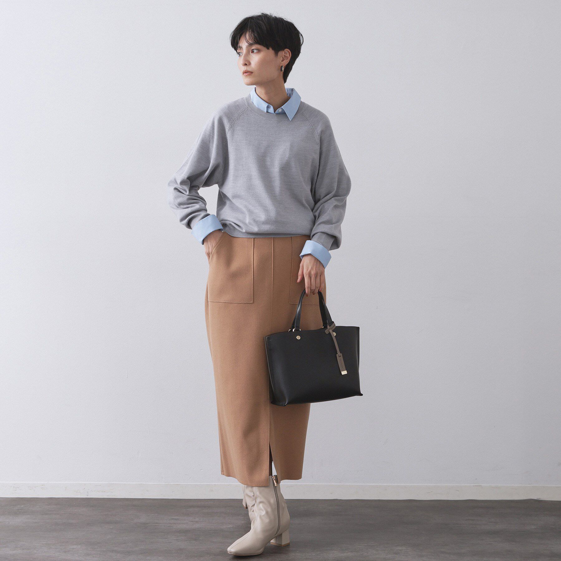 OPAQUE.CLIP「【2WAY/名品】バイカラー3層ミドルトートバッグ」|トートバッグ|