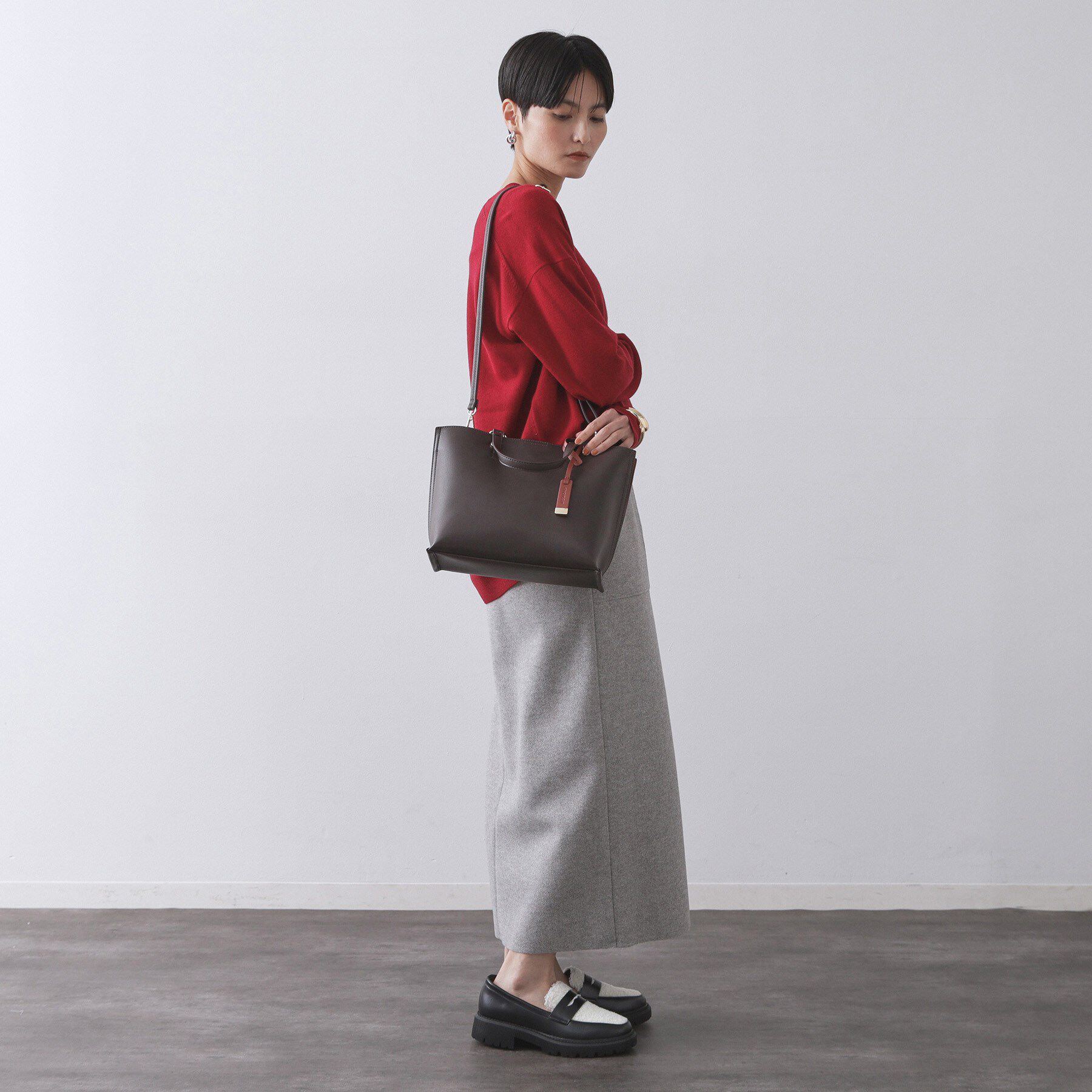 OPAQUE.CLIP「【2WAY/名品】バイカラー3層ミドルトートバッグ」|トートバッグ|