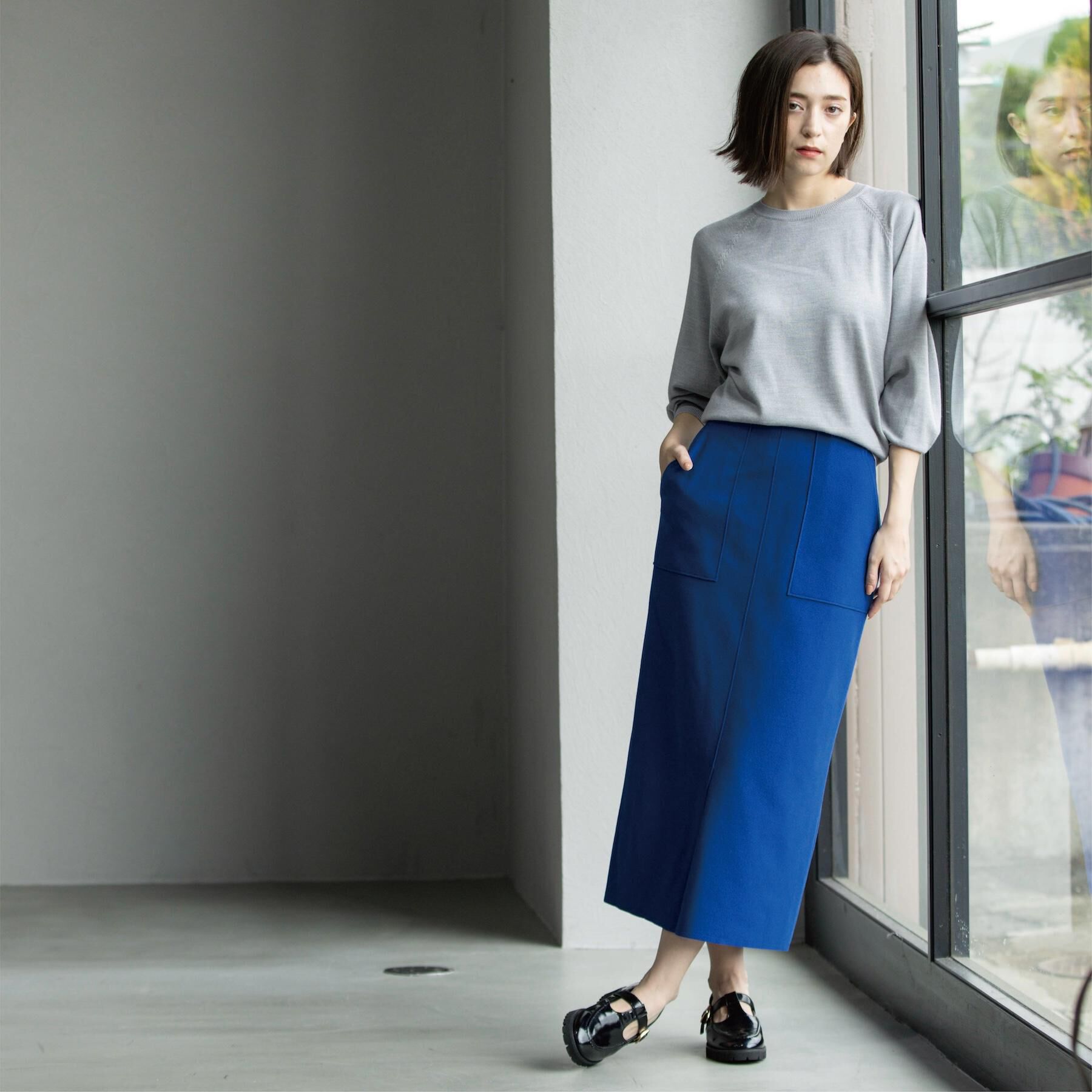 OPAQUE.CLIP「ラグランクルーネックニット/エクストラファインメリノウール【THEシリーズ/洗濯機OK】《6col/」|ニット・セーター|