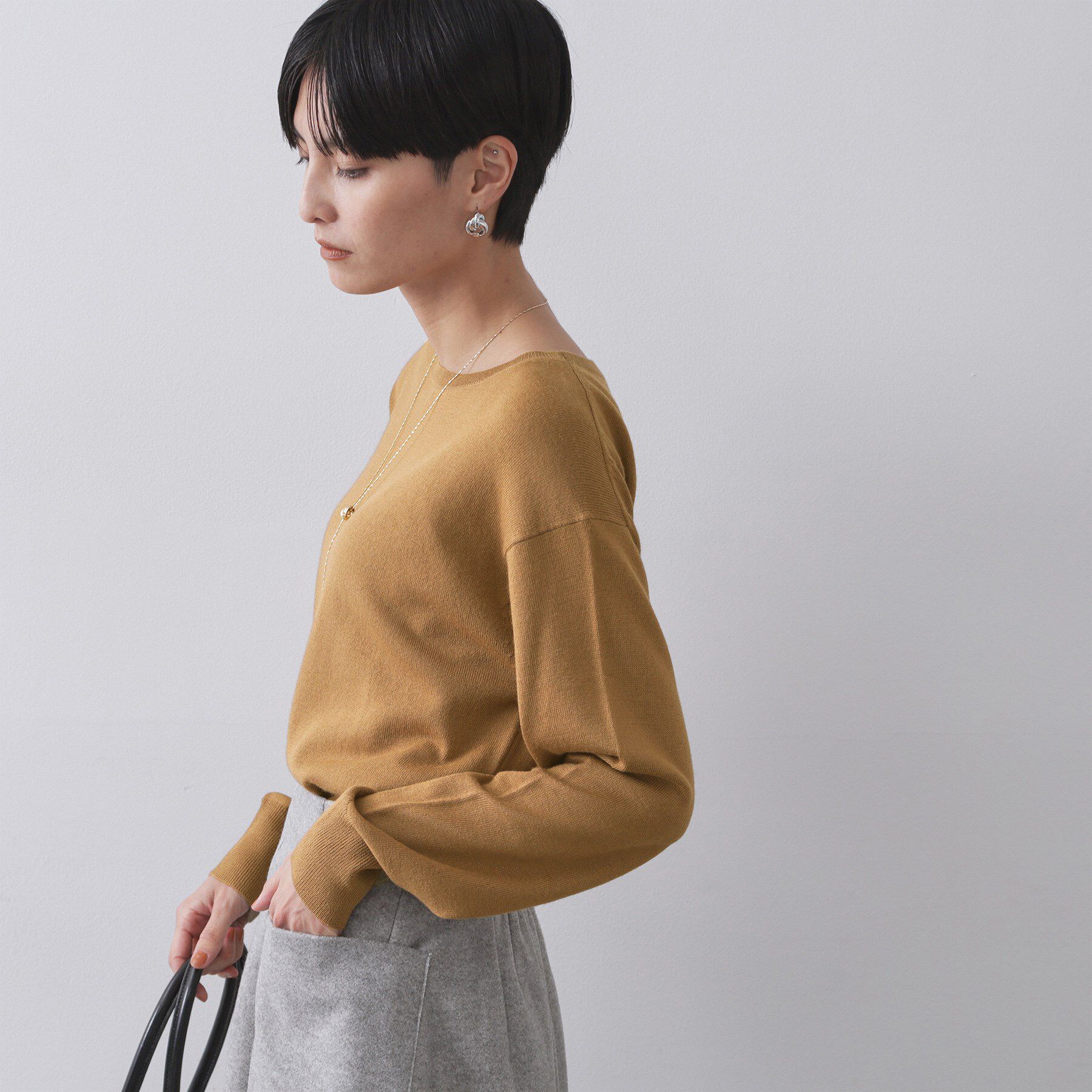 OPAQUE.CLIP「ボートネックニット/エクストラファインメリノウール【THEシリーズ/洗濯機OK】」|ニット・セーター|