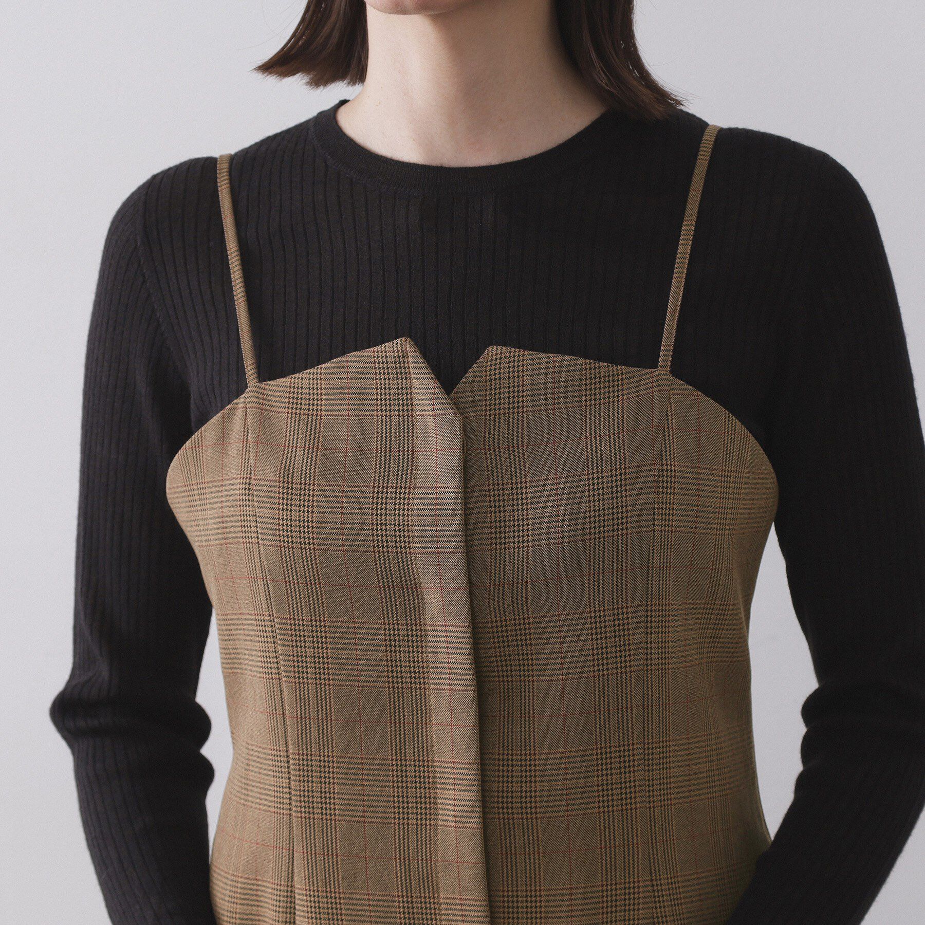 OPAQUE.CLIP「グレンチェックキャミワンピース/セットアップ対応可【洗濯機OK】」|ワンピース|