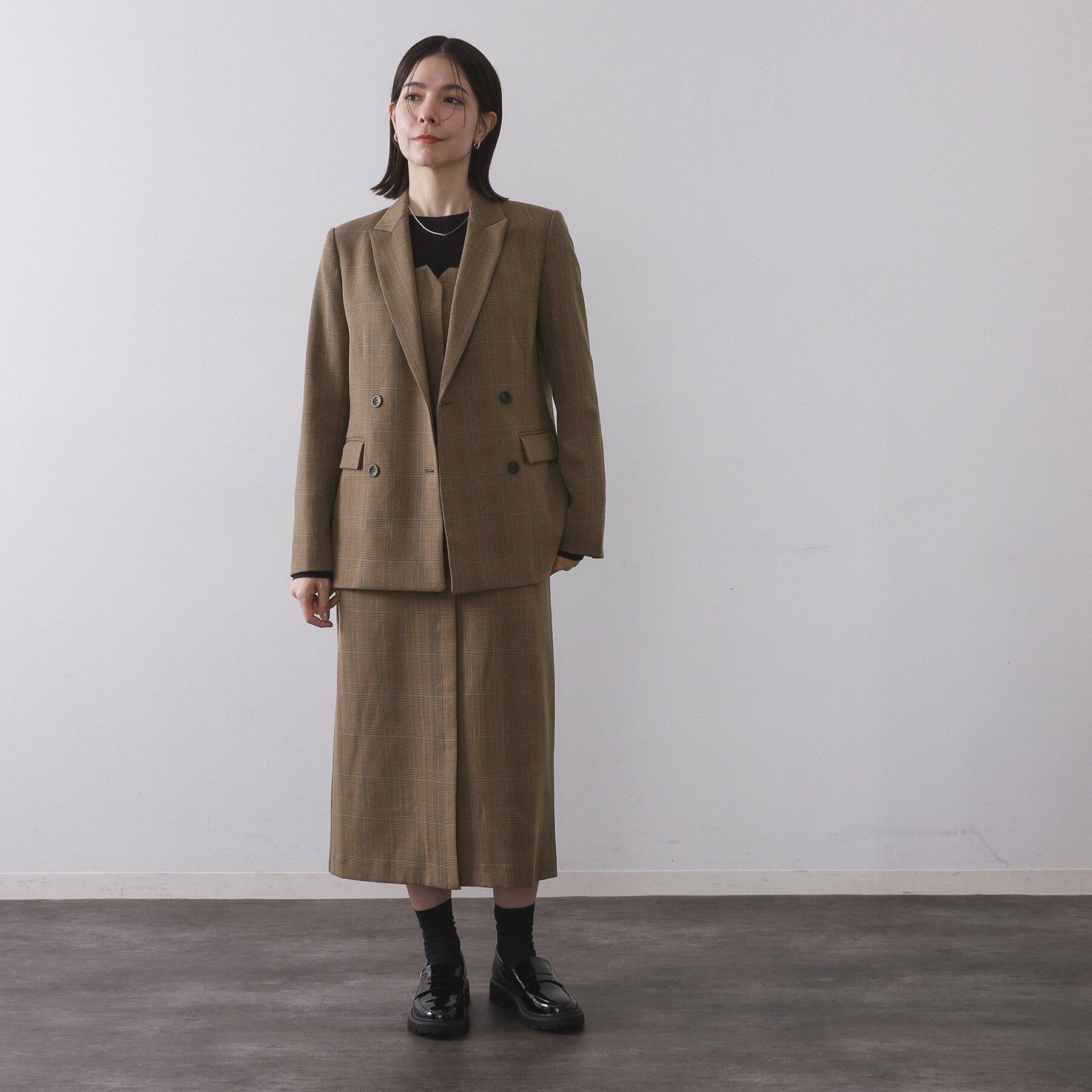 OPAQUE.CLIP「グレンチェックキャミワンピース/セットアップ対応可【洗濯機OK】」|ワンピース|