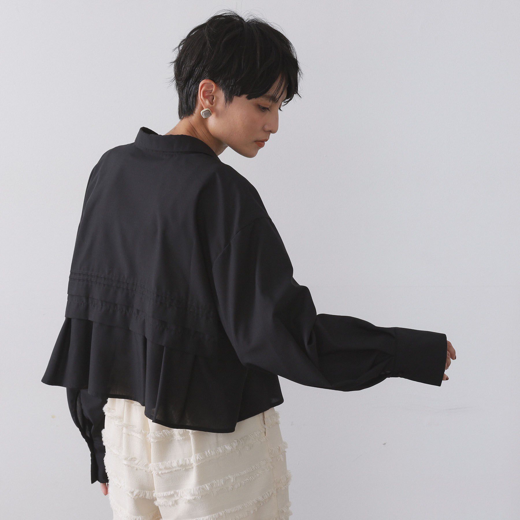 OPAQUE.CLIP「ピンタックフリルショートシャツ【洗濯機OK】」|シャツ・ブラウス|