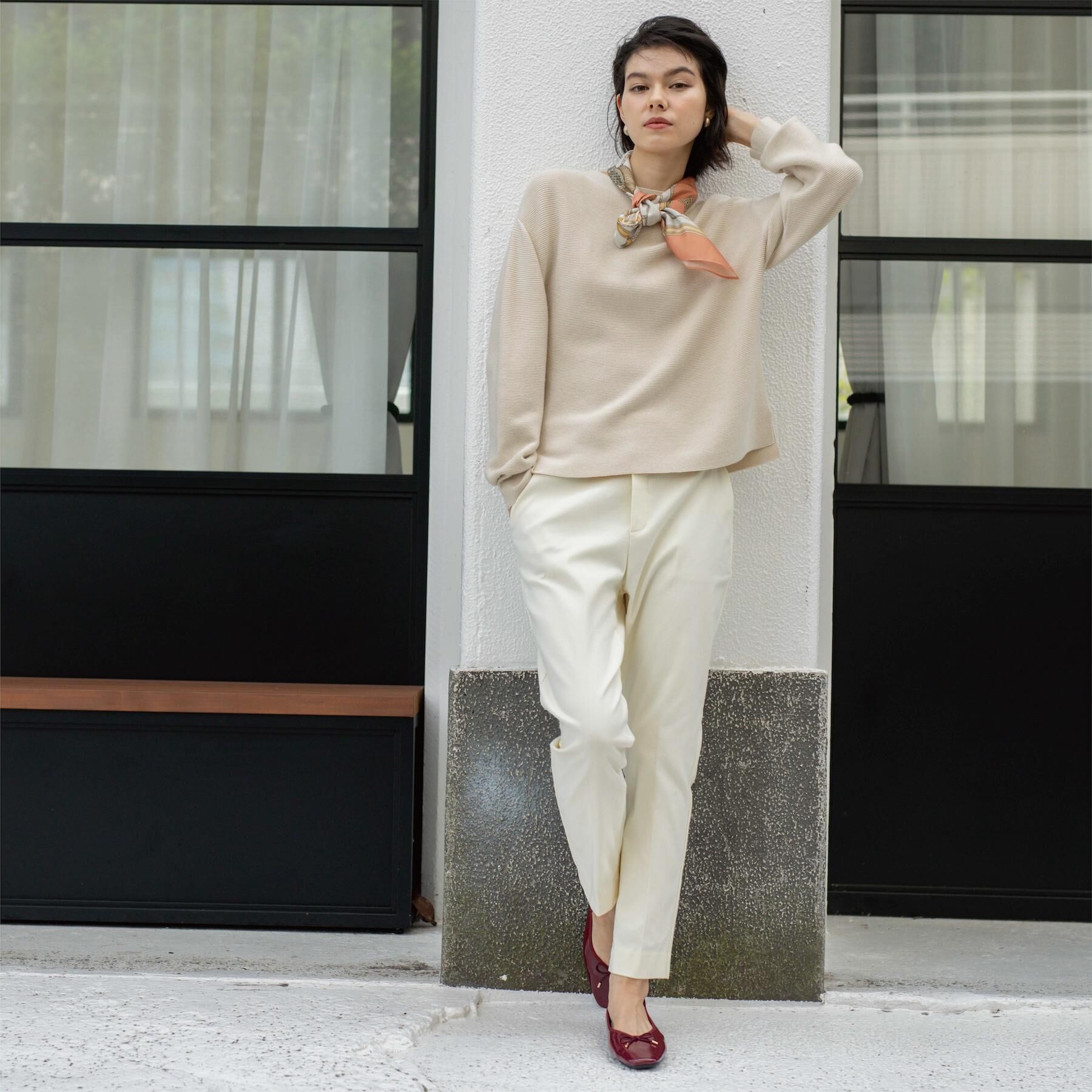 OPAQUE.CLIP「ラメガーターボートネックニット【洗濯機OK】」|ニット・セーター|