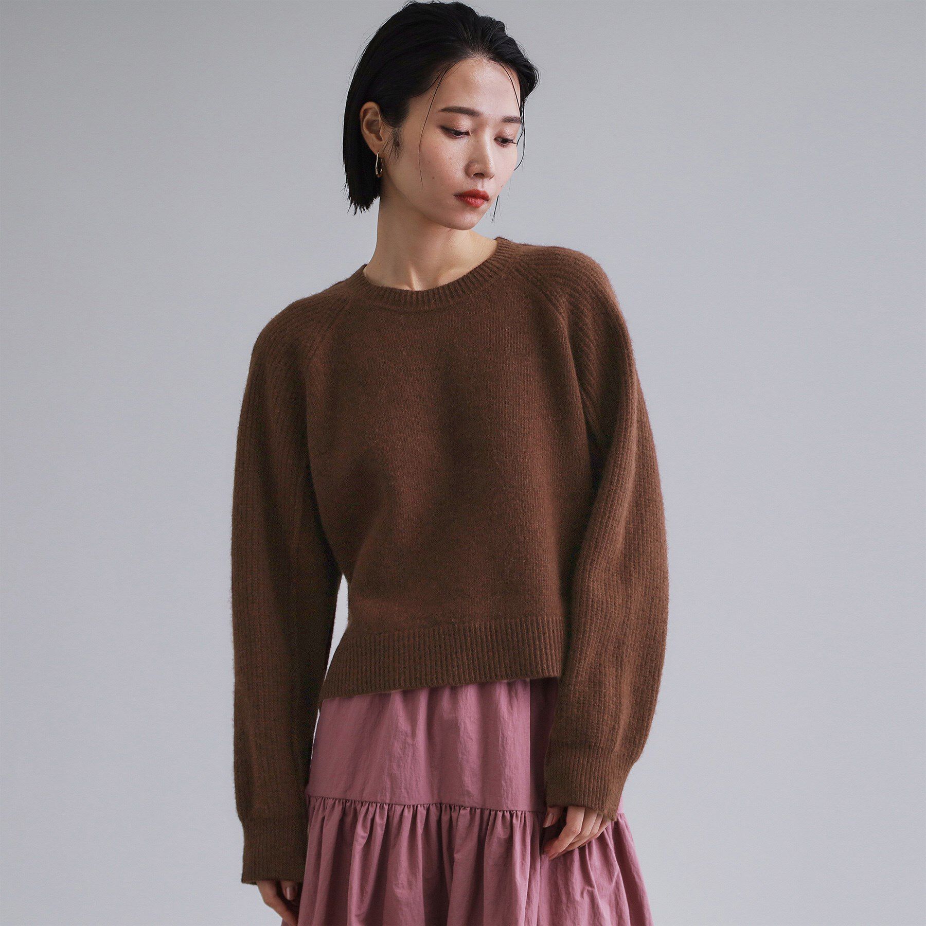 OPAQUE.CLIP「【es】メリノウール クルーミドルゲージニット」|ニット・セーター|