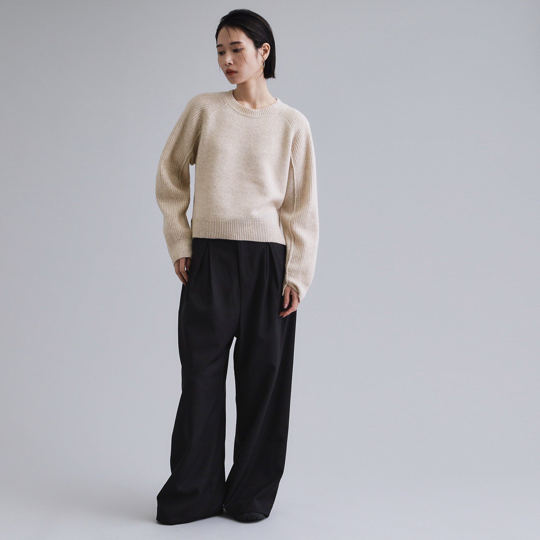 OPAQUE.CLIP「【es】メリノウール クルーミドルゲージニット」|ニット・セーター|