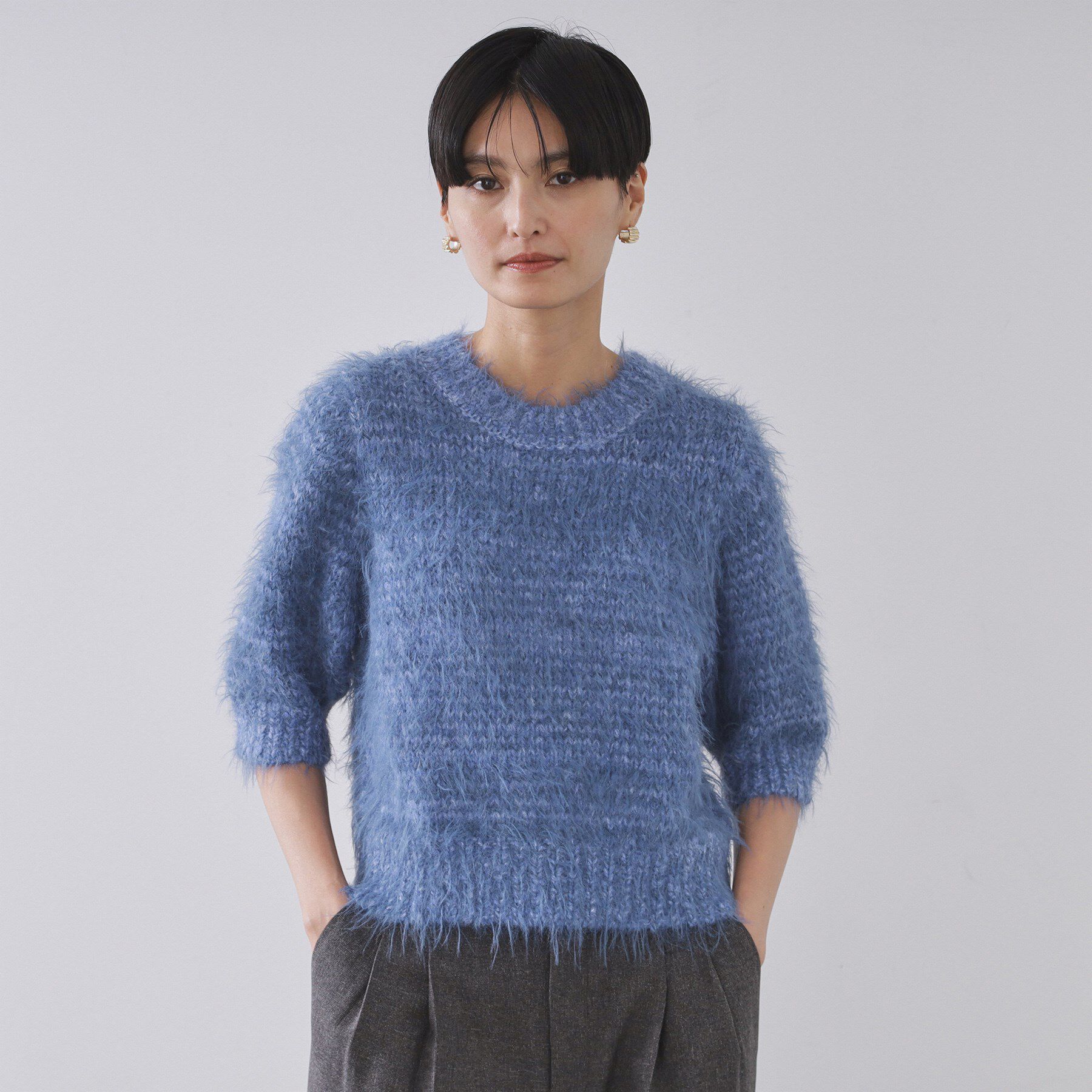 OPAQUE.CLIP「フェザーヤーンニット【洗濯機OK/抗ピル】」|ニット・セーター|