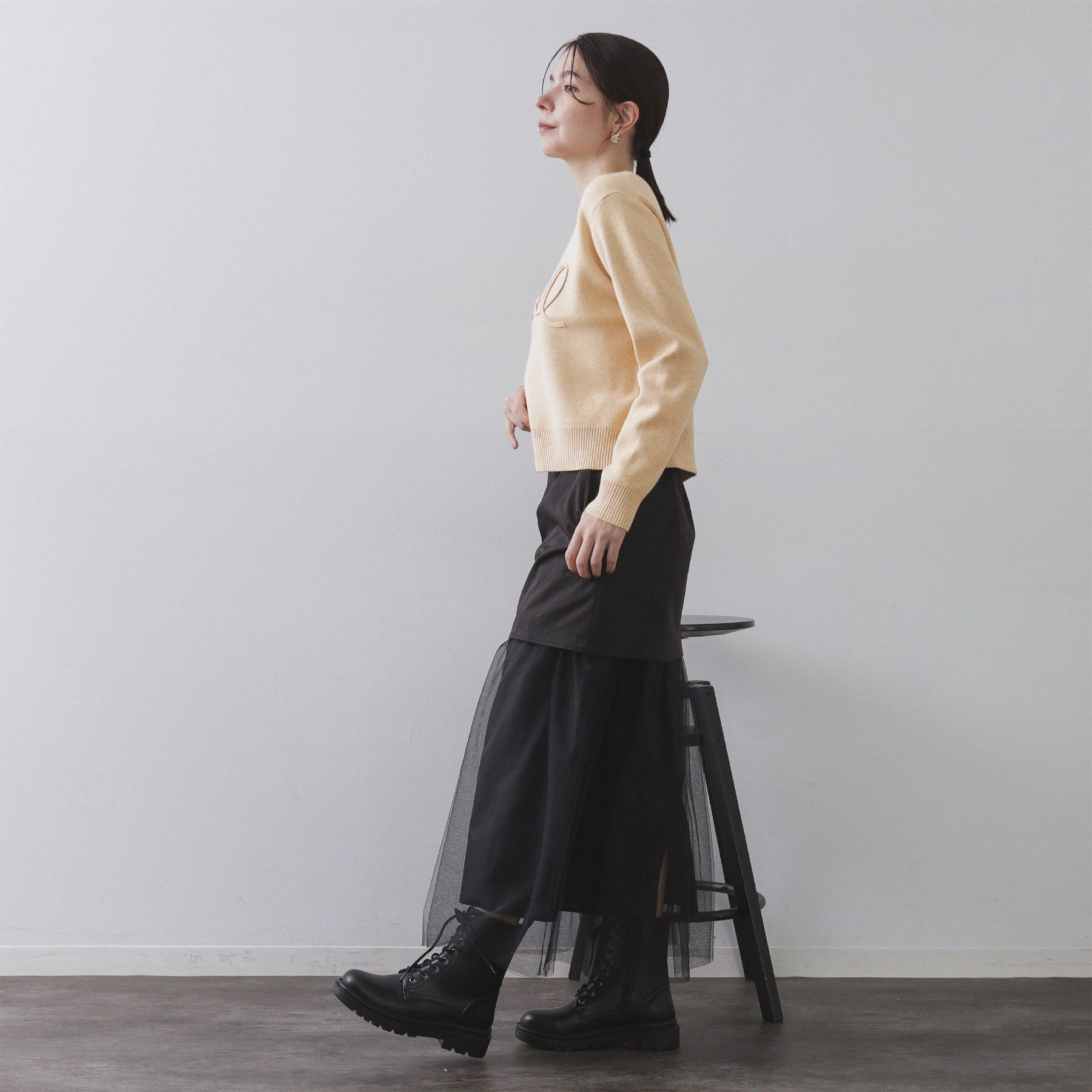 OPAQUE.CLIP「チェーン刺繍ロゴニット【洗濯機OK】」|ニット・セーター|