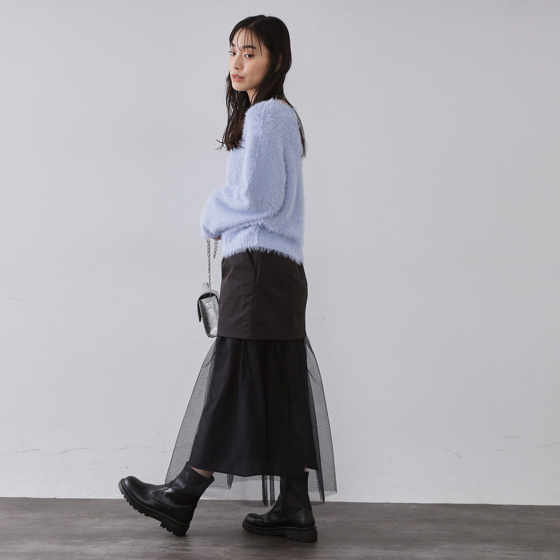 OPAQUE.CLIP「チュールドッキングデザインスカート【洗濯機OK】」|スカート|