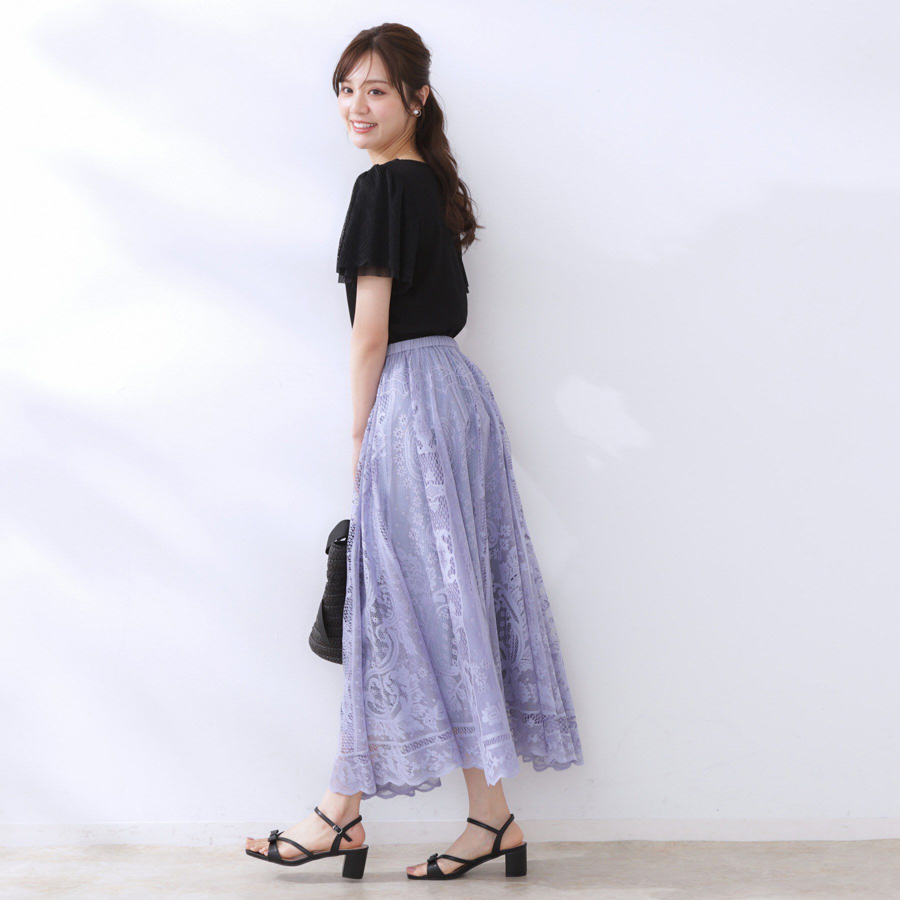 Couture broach「【上品・通勤】サークルレーススカート」|スカート|