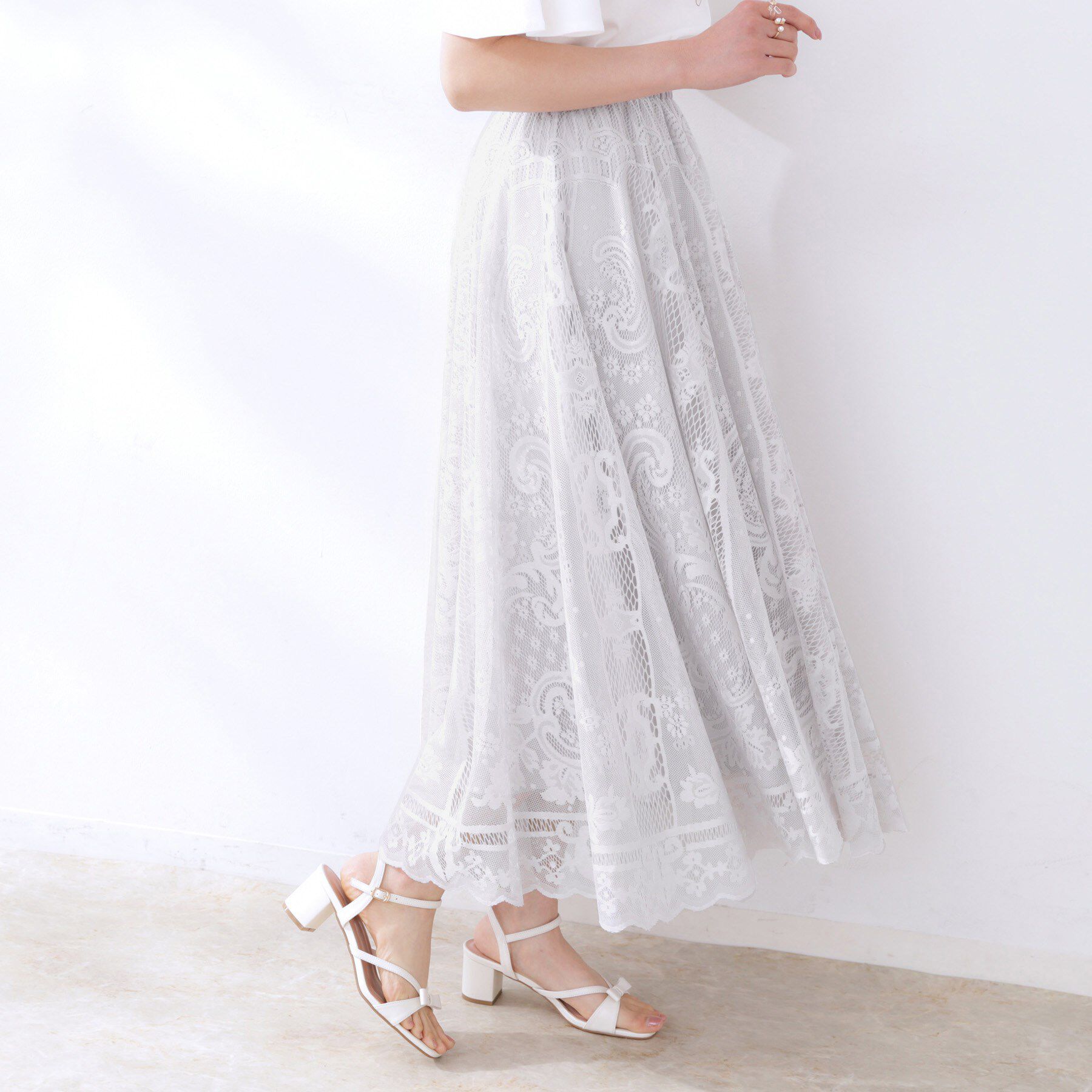 Couture broach「【上品・通勤】サークルレーススカート」|スカート|