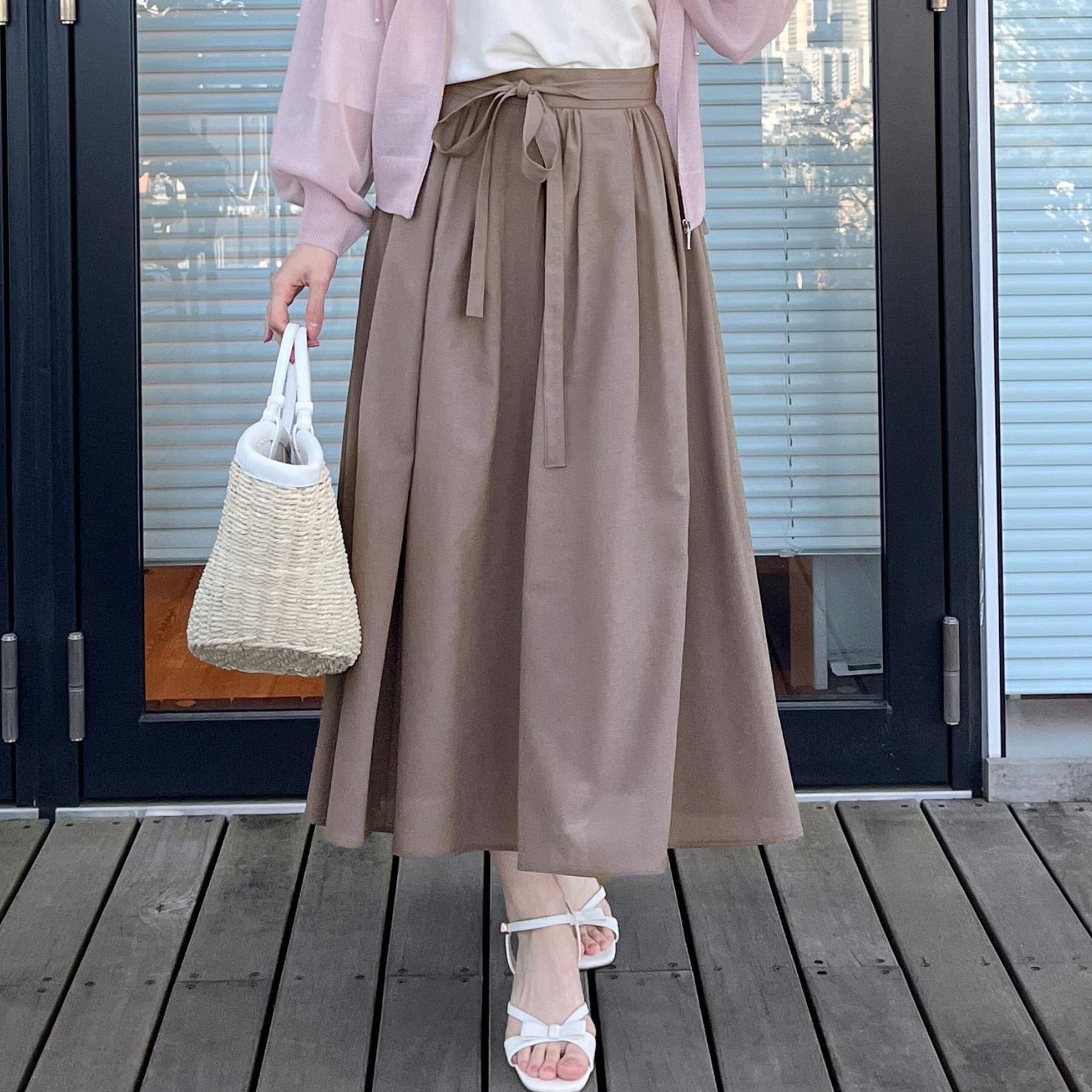Couture broach「【きれいめ・通勤】細リボン付きパレットボイルスカート」|スカート|