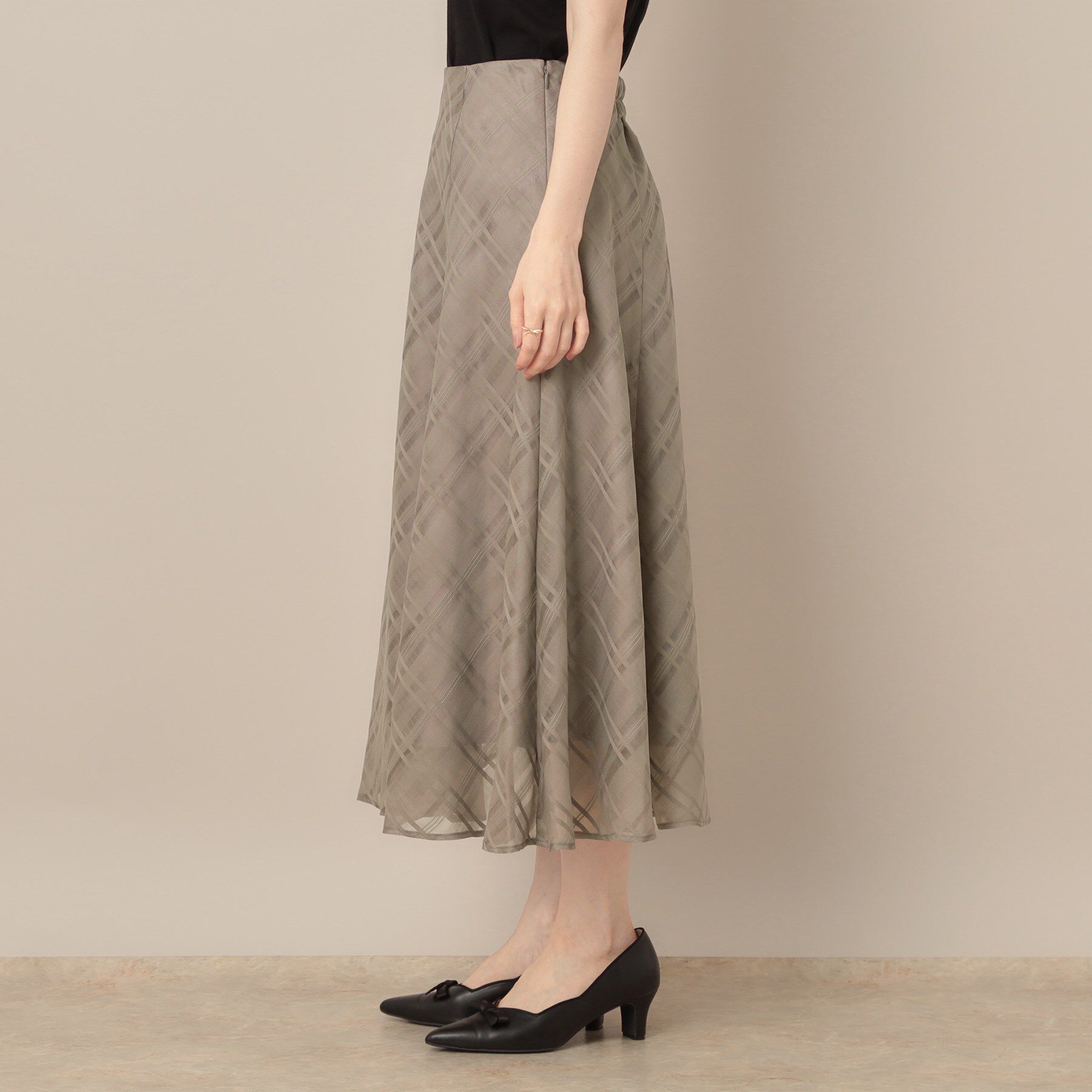 Couture broach「【美シルエット・通勤】シアーチェックオーガンジースカート」|スカート|