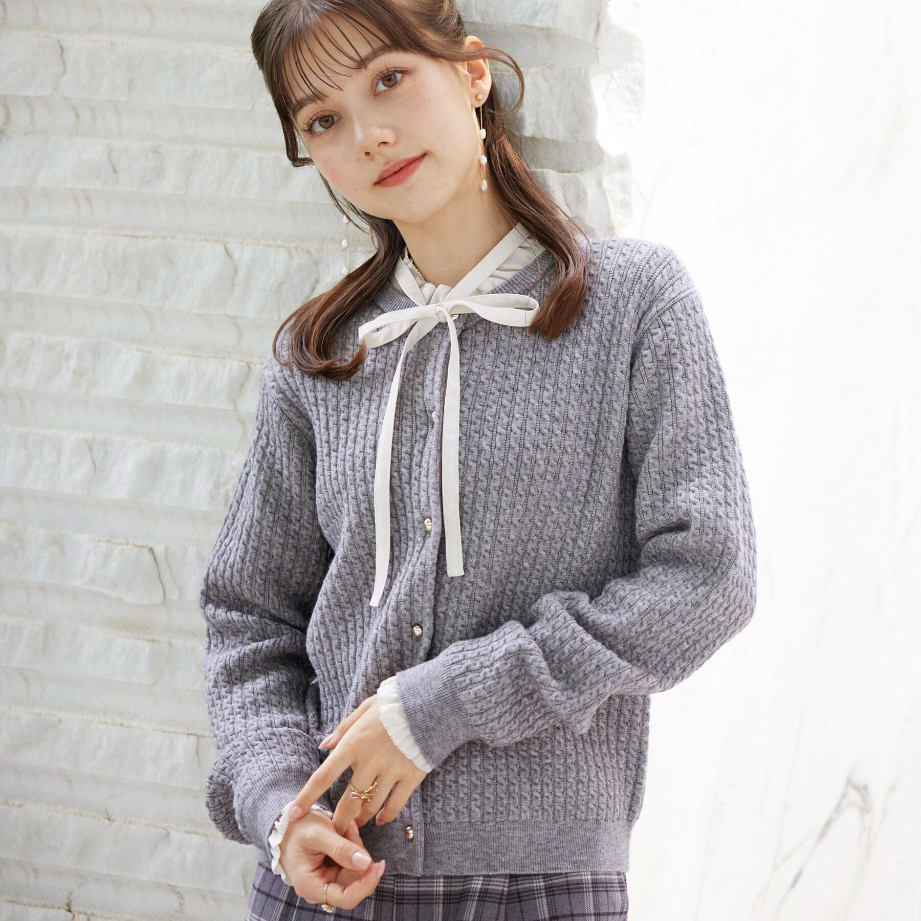 Couture broach「【大人可愛い・きれいめ・通勤】ケーブルカーディガン」|カーディガン|グレー(012)