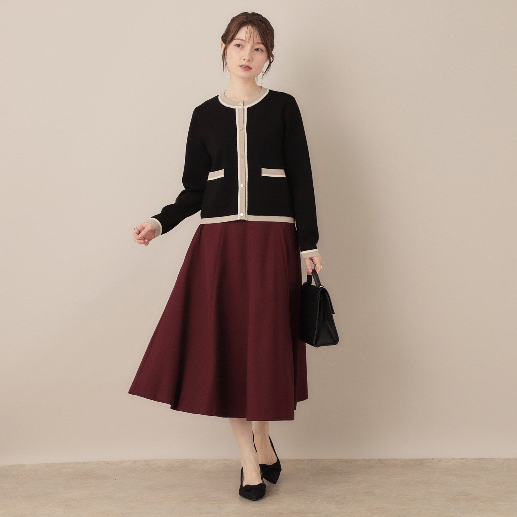Couture broach「【高見え・通勤・大人可愛い】配色総針スカラカーディガン」|カーディガン|