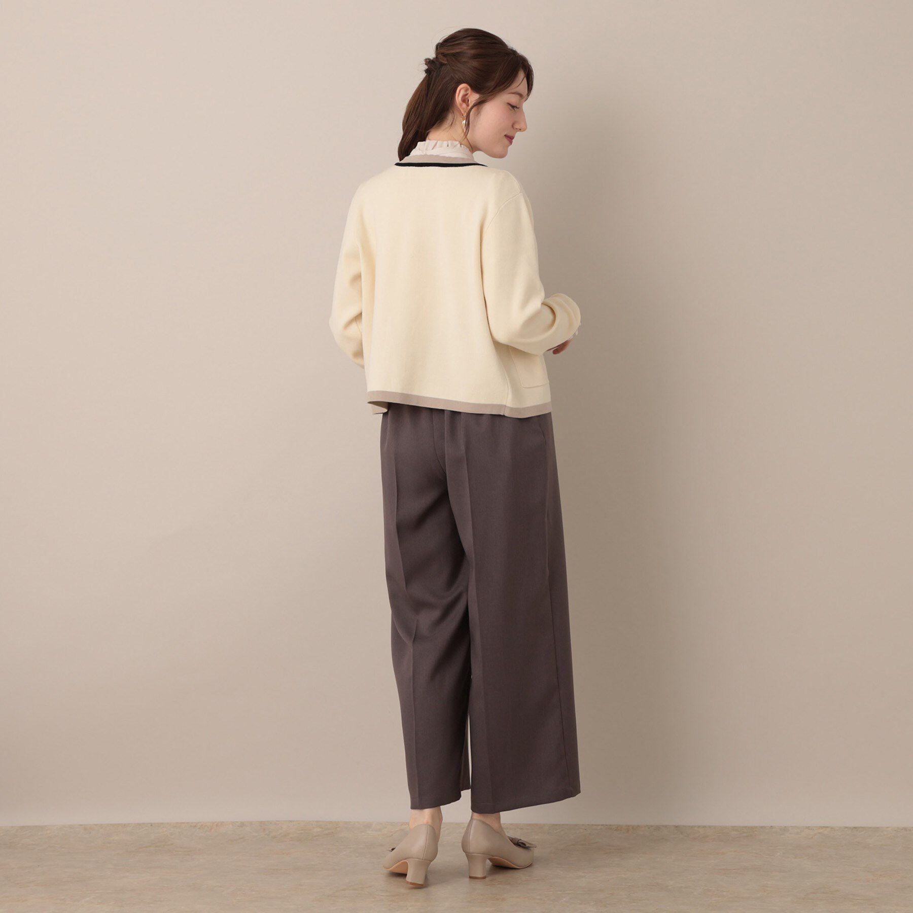 Couture broach「【高見え・通勤・大人可愛い】配色総針スカラカーディガン」|カーディガン|