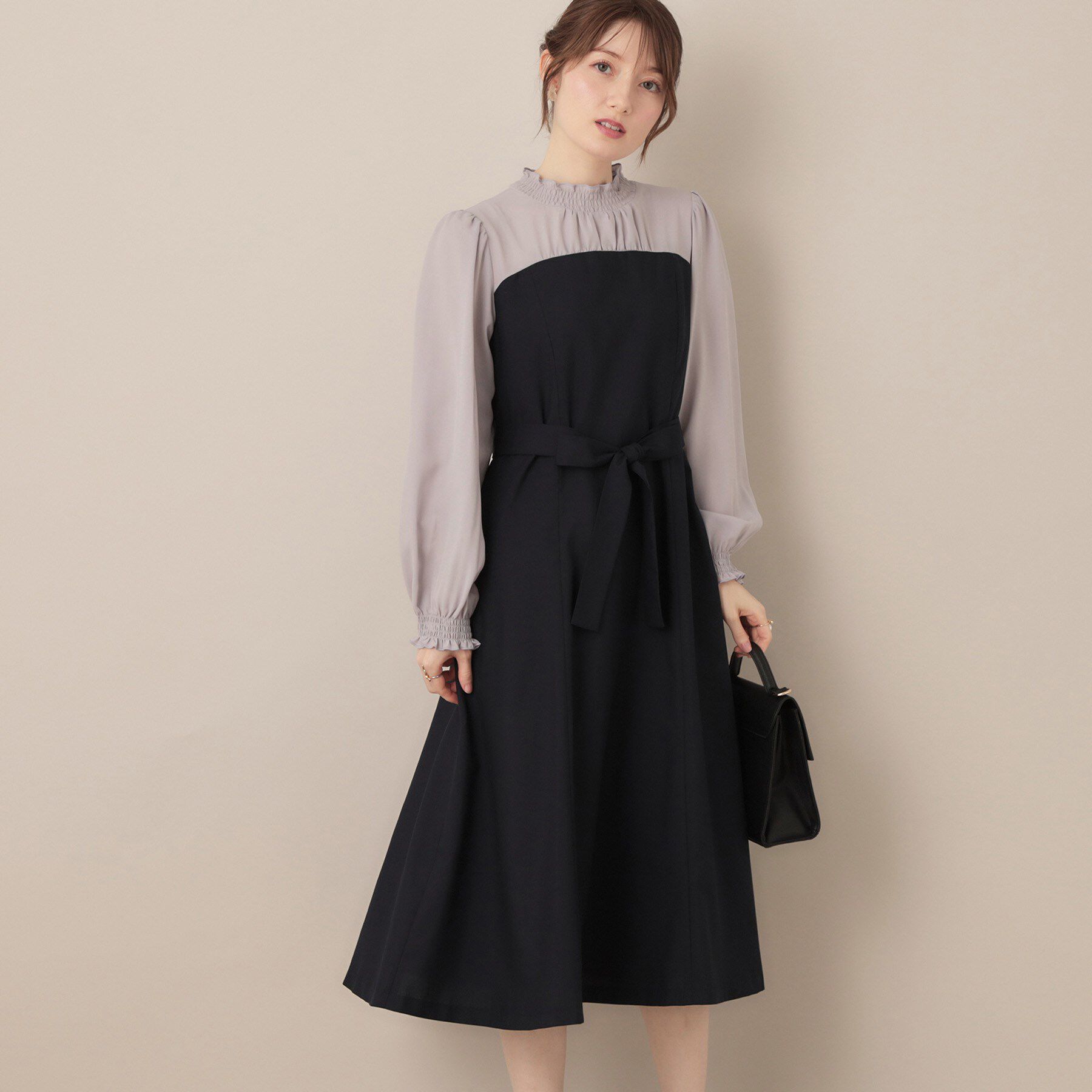 Couture broach「【レイヤード風・きれいめ・通勤】ドッキングベアワンピース」|ワンピース|