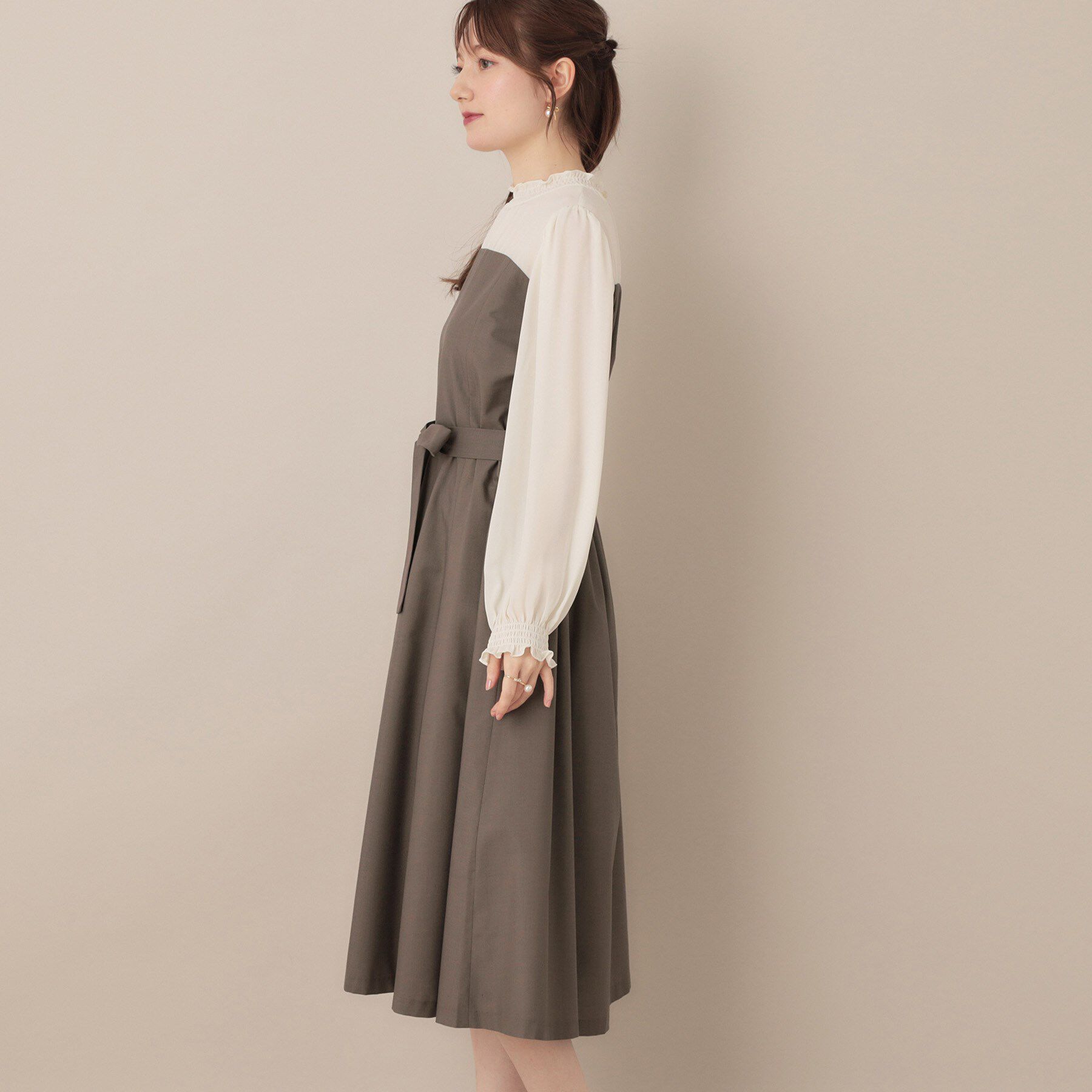 Couture broach「【レイヤード風・きれいめ・通勤】ドッキングベアワンピース」|ワンピース|