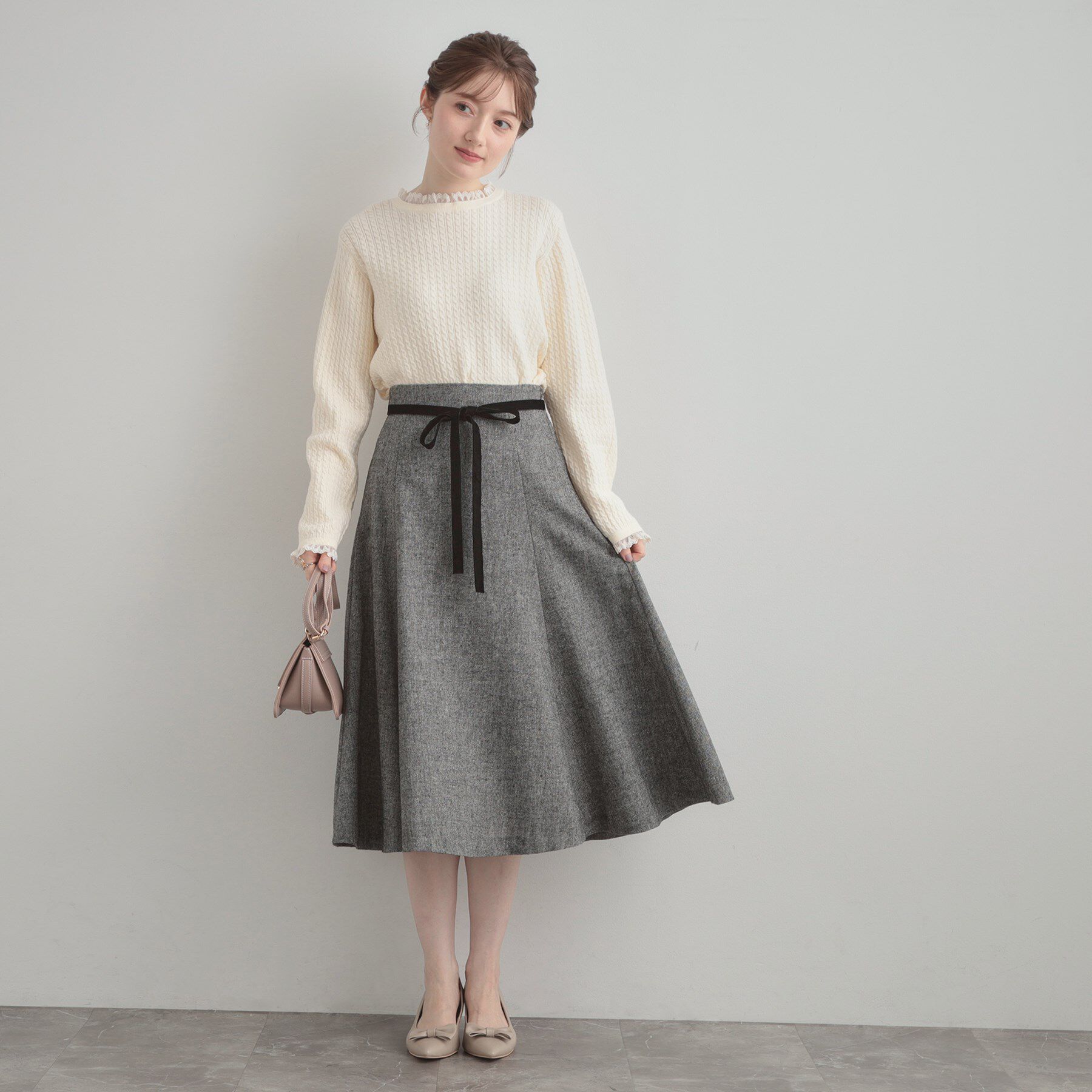 Couture broach「【大人上品・着映え】ケーブルレース バックリボンニット」|ニット・セーター|