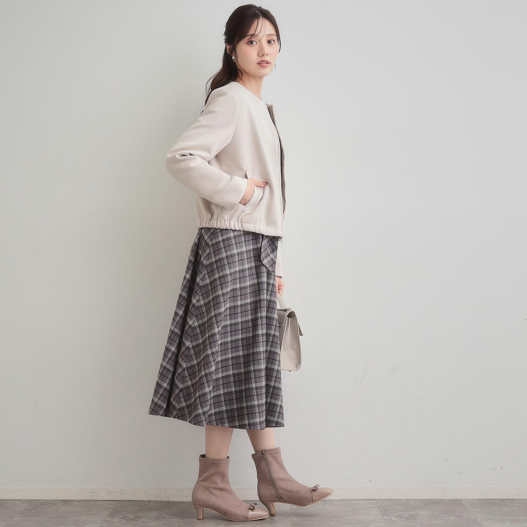 Couture broach「【通勤・大人上品】スエード調ダンボール ノーカラージャケット」|ブルゾン・スタジャン|