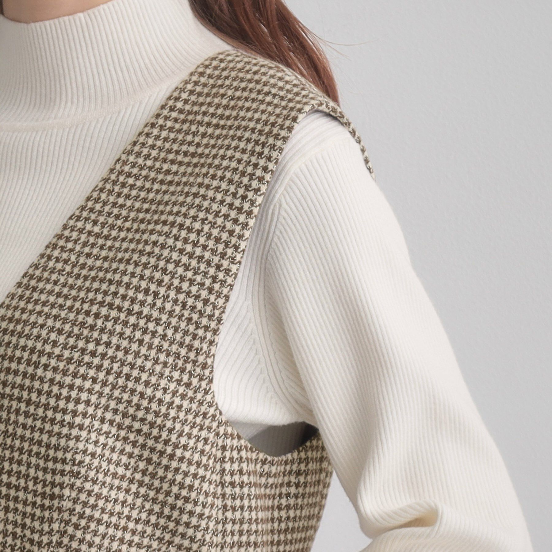 Couture broach「【クラシカル・通勤】ラメ千鳥釦デザインジャンスカ」|ワンピース|