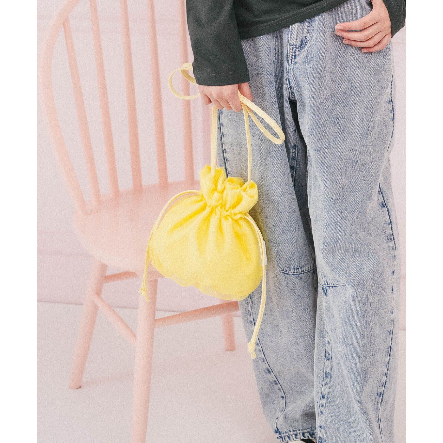 PINK-latte「チュールバッグ」|ハンドバッグ|イエロー(031)