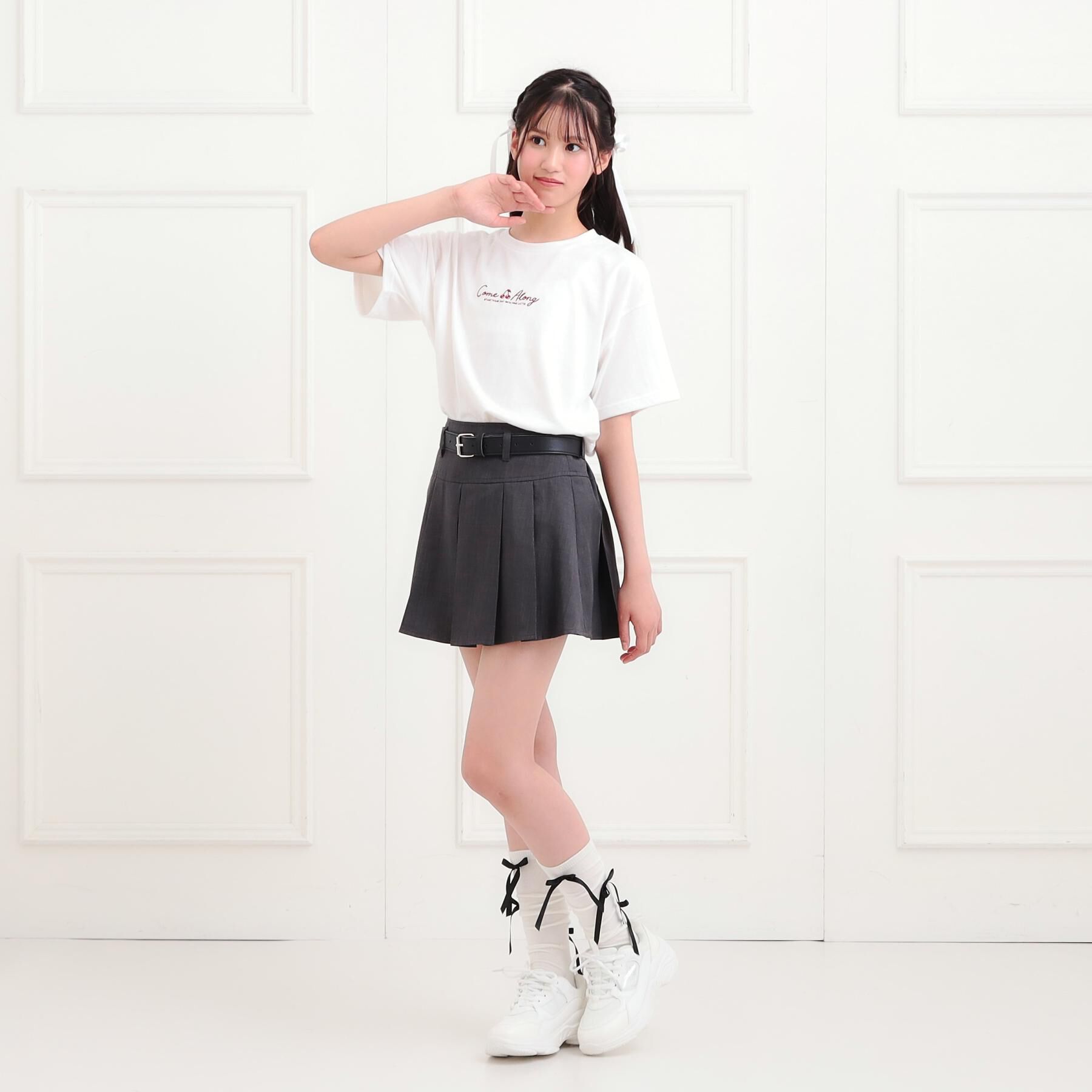 PINK-latte「ベルト付きプリーツスカート」|スカート|