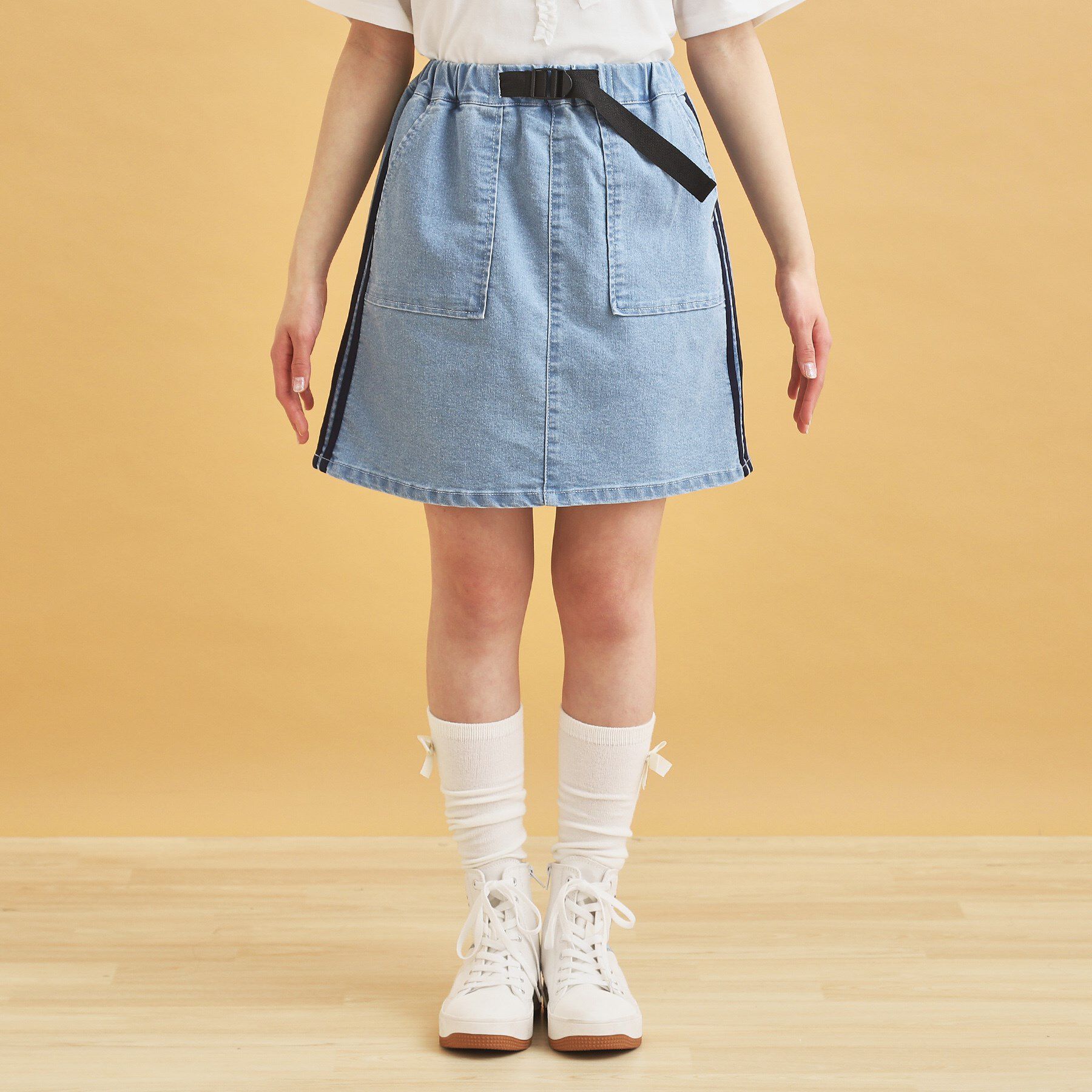 PINK-latte「サイドラインストレッチスカート」|スカート|