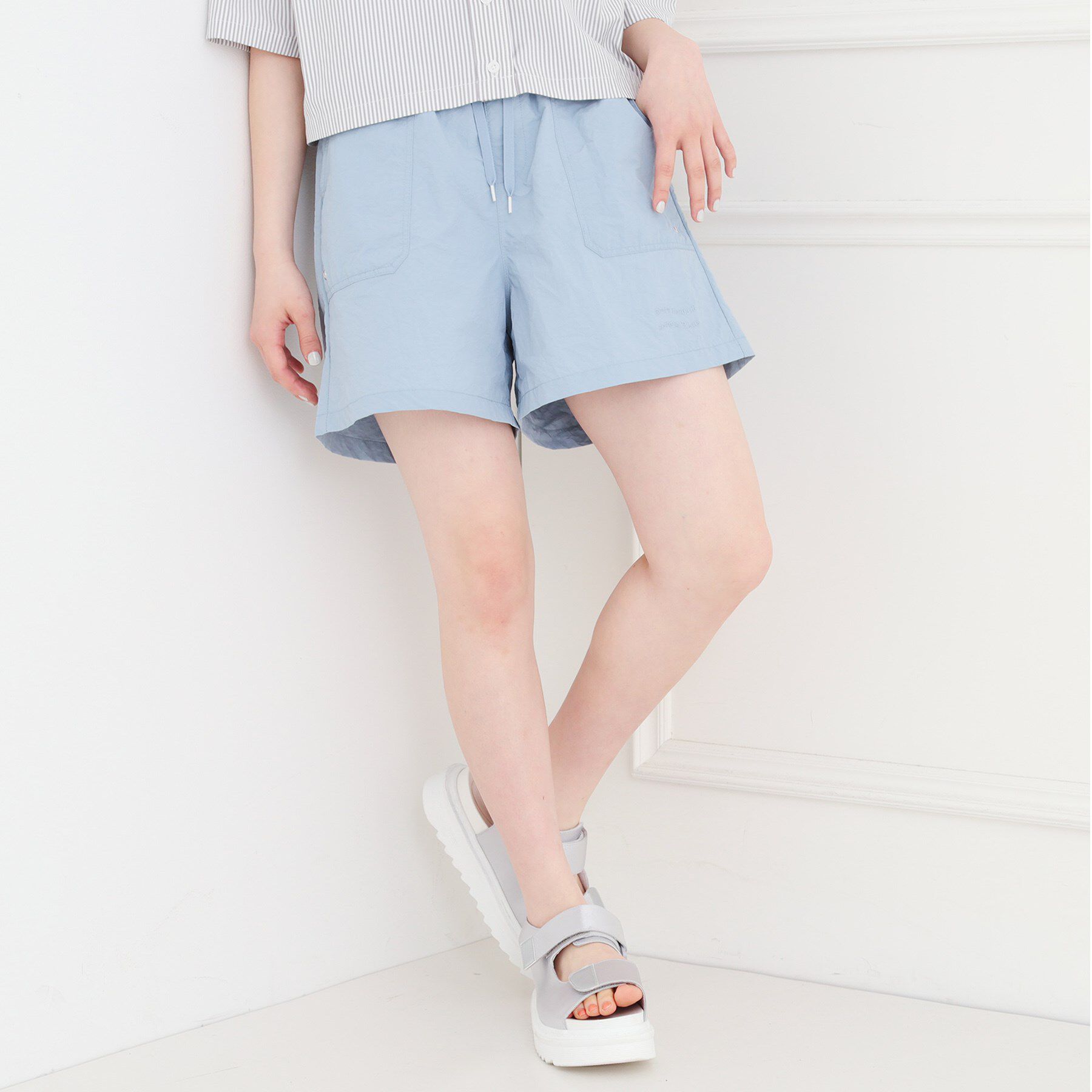 PINK-latte「【軽・らく】イージーショートパンツ」|キュロット|ブルー(091)