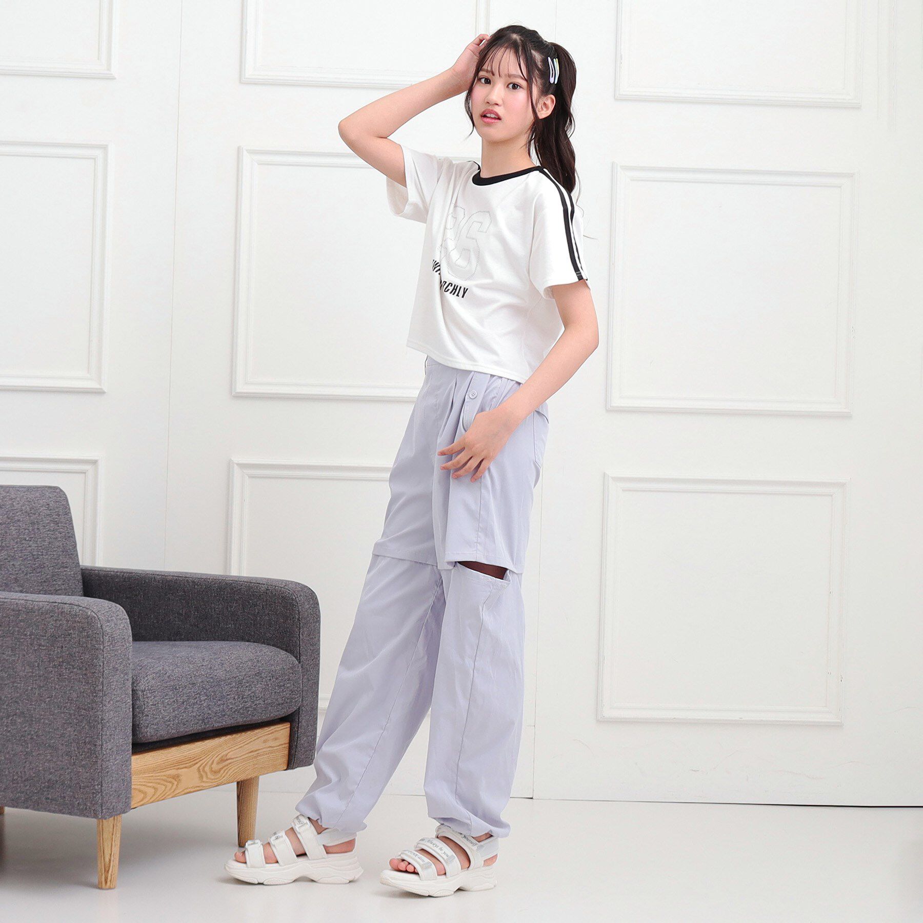 PINK-latte「ラインストーンナンバリングTシャツ」|Tシャツ・カットソー|