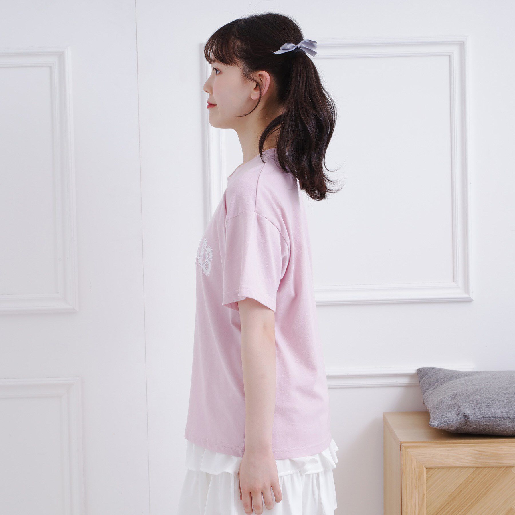 PINK-latte「カレッジロゴTシャツ」|Tシャツ・カットソー|