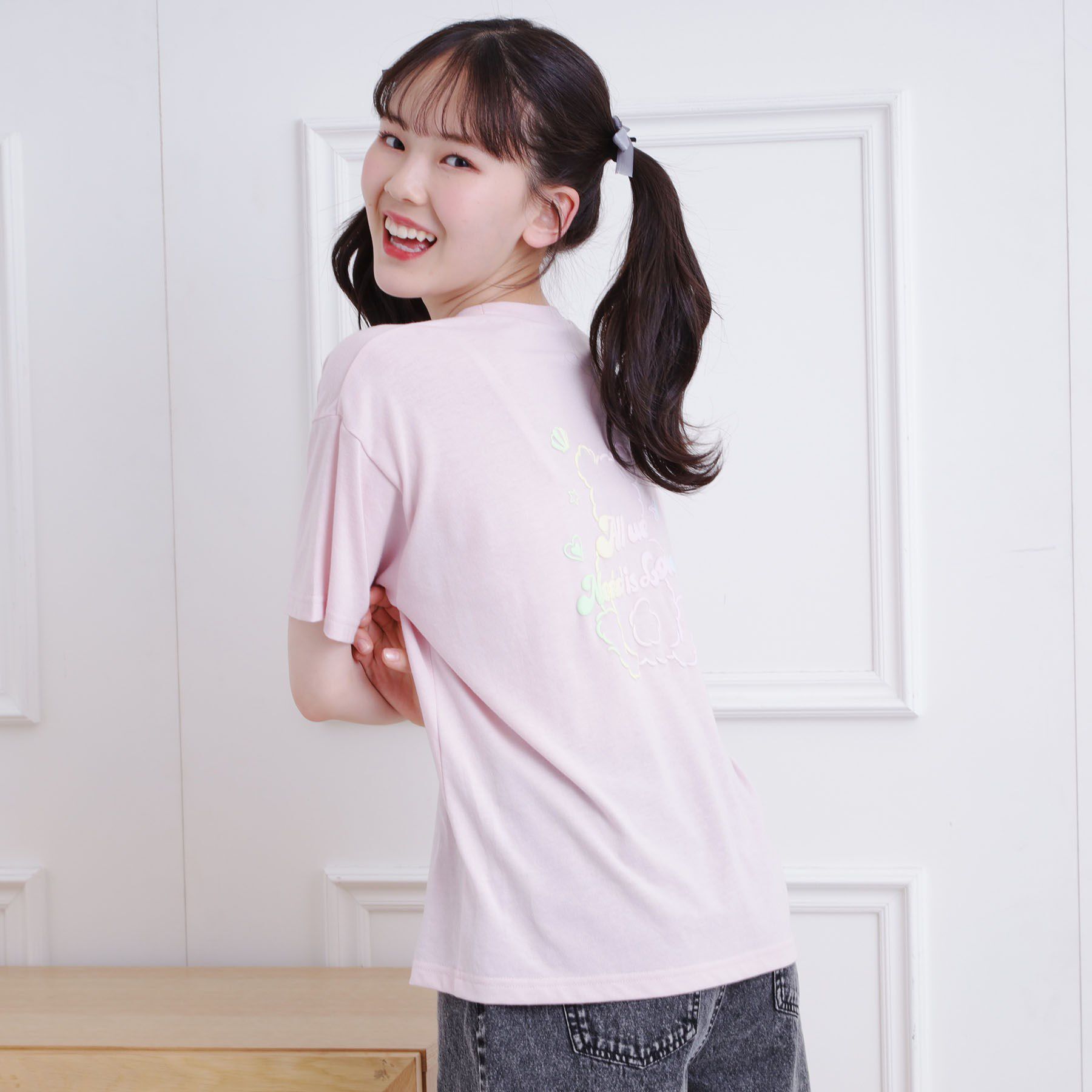 PINK-latte「グラデーションくまちゃん発砲ビッグTシャツ」|Tシャツ・カットソー|