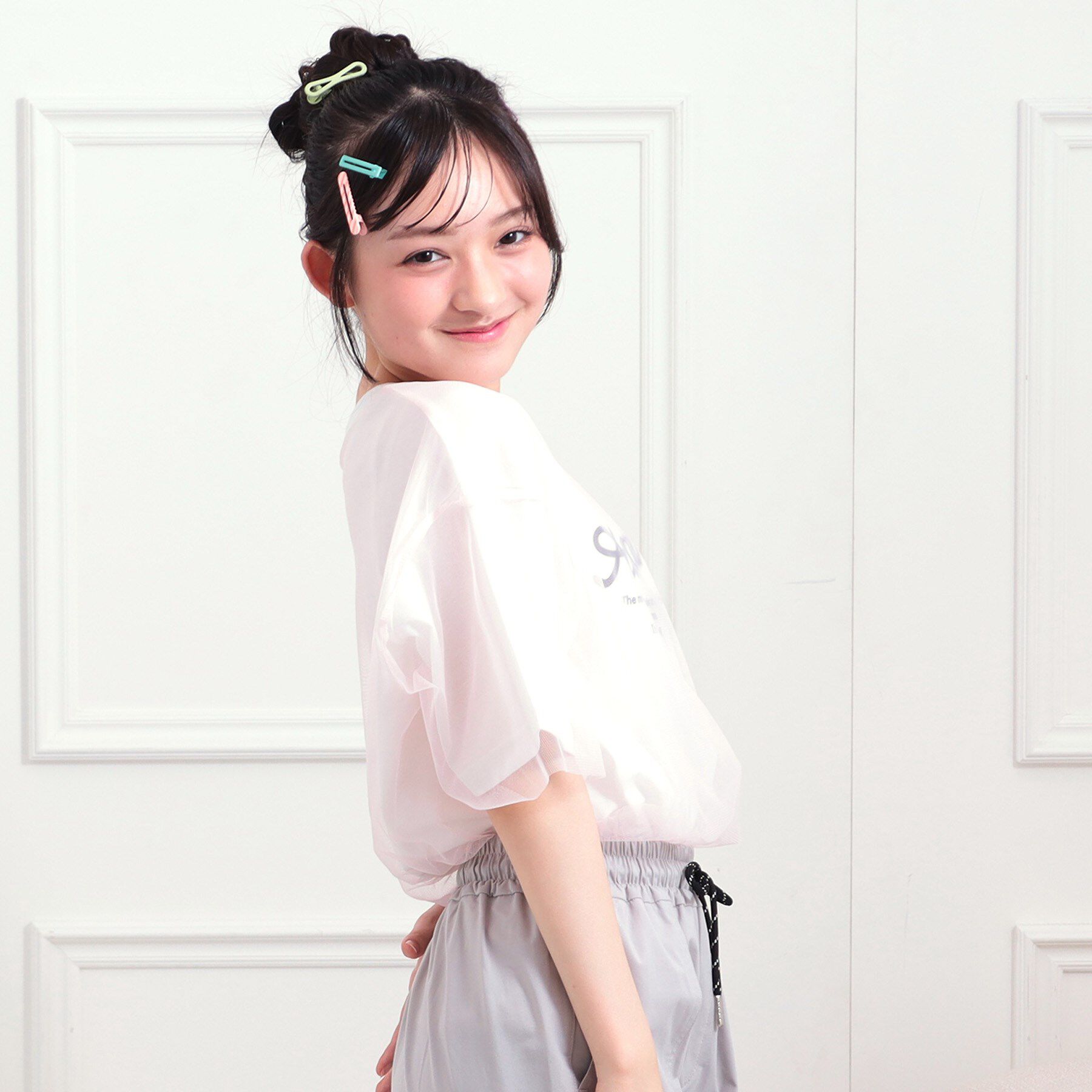 PINK-latte「チュールドッキングビッグTシャツ」|Tシャツ・カットソー|