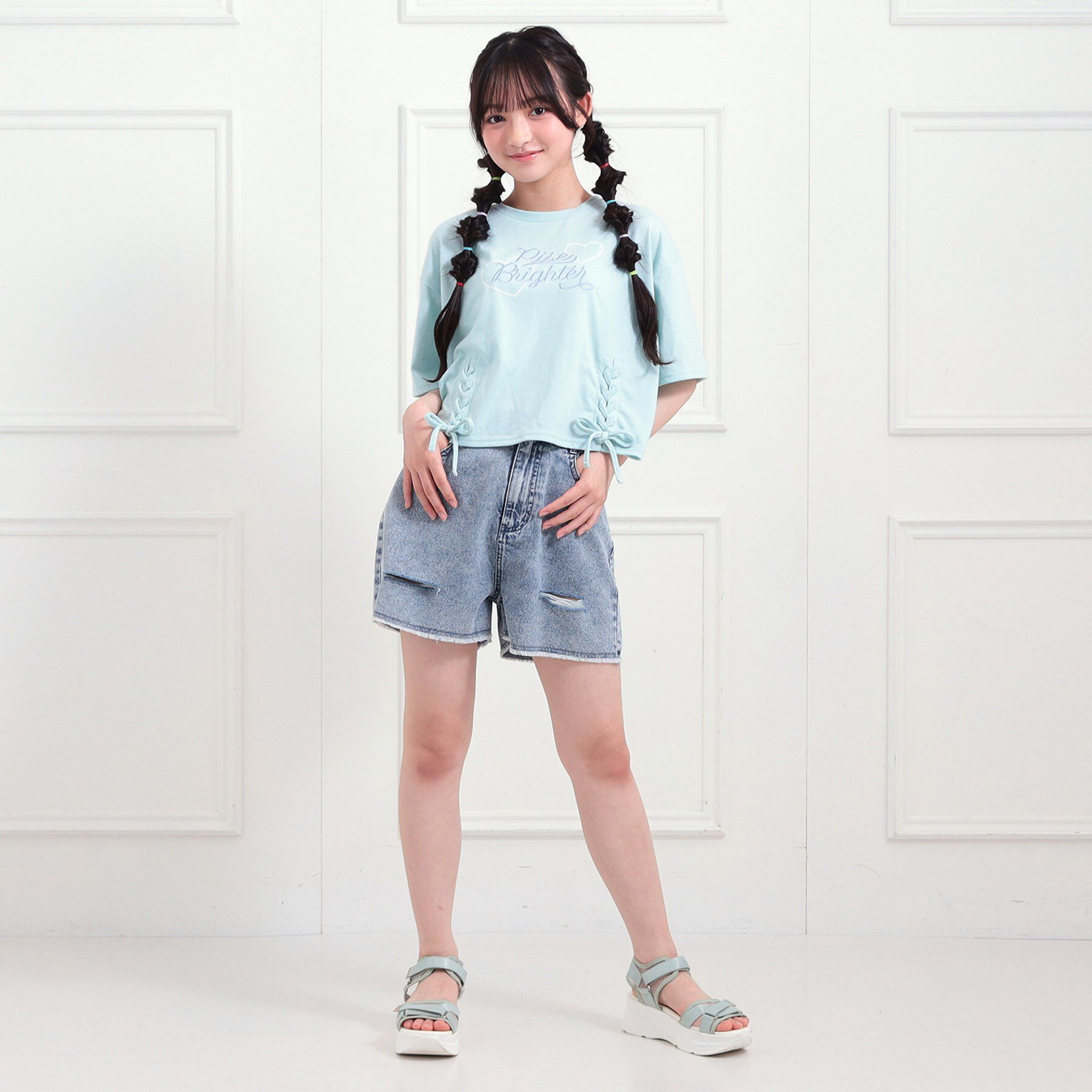 PINK-latte「ダメージショートパンツ」|キュロット|