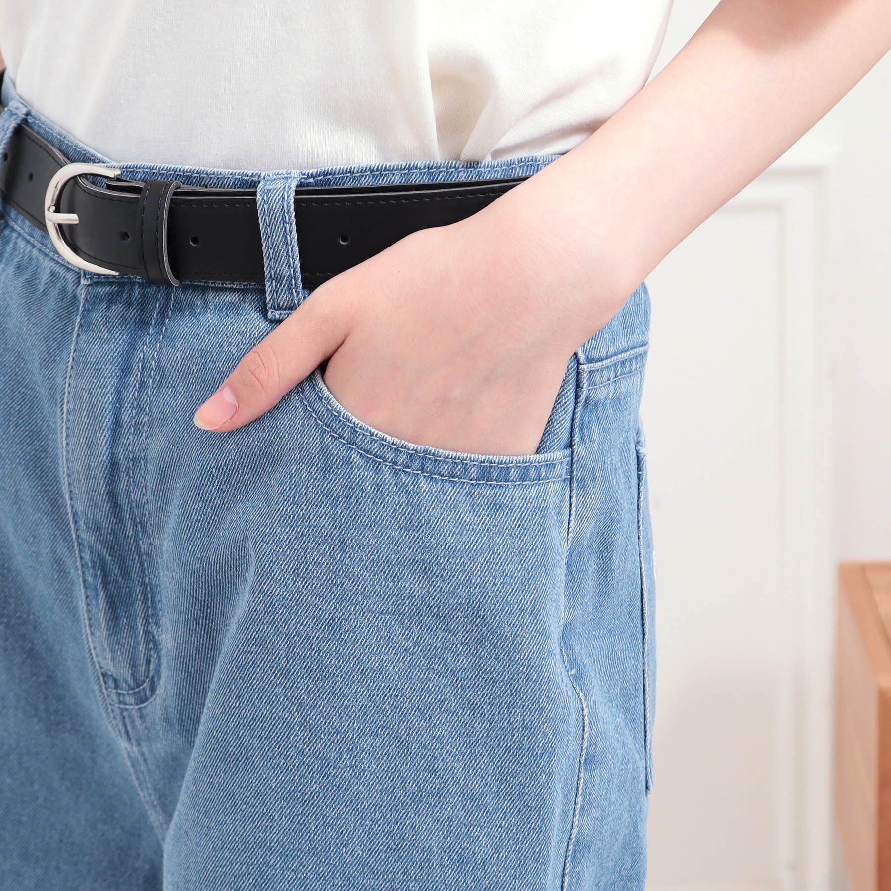 PINK-latte「ベルト付きデニムショートパンツ」|キュロット|