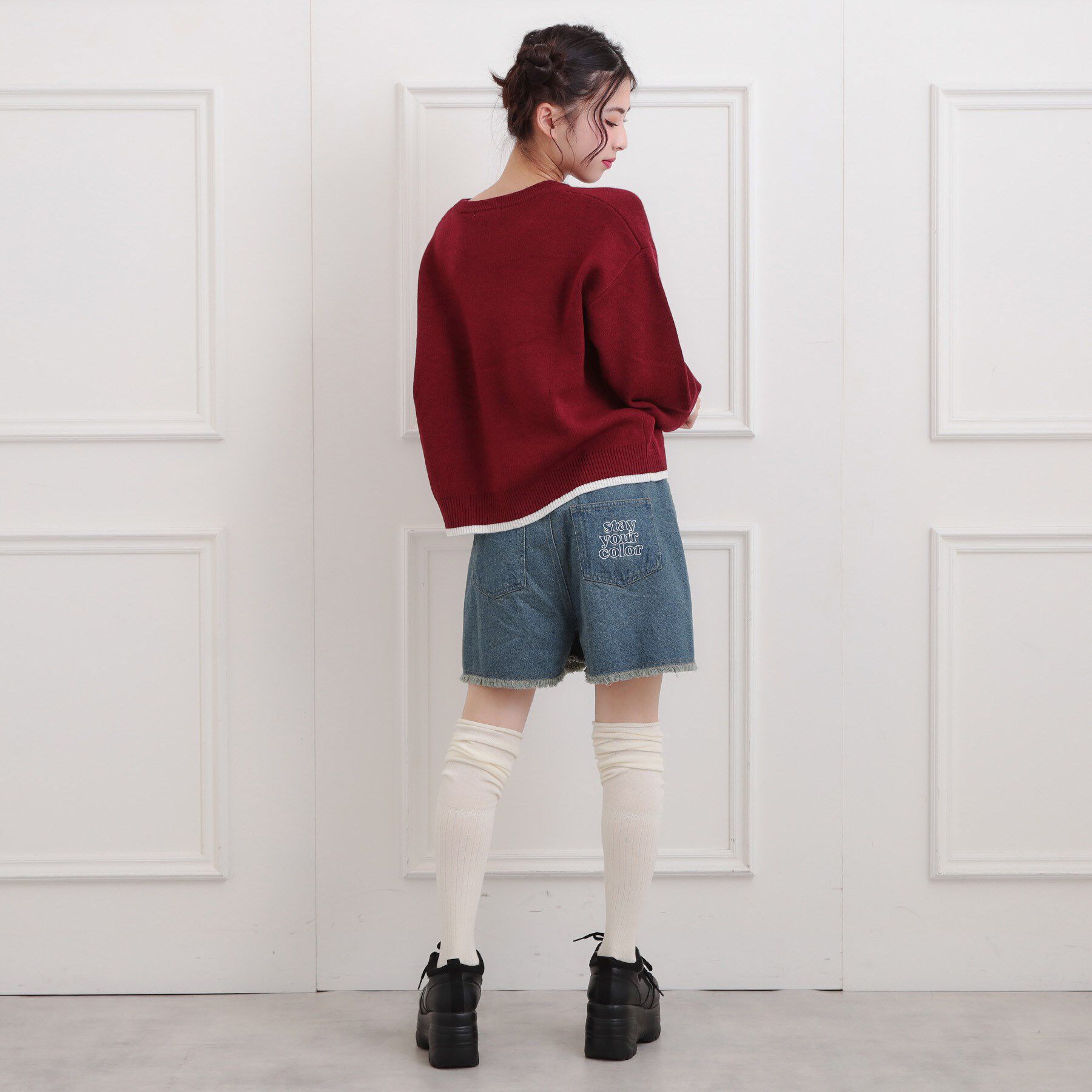 PINK-latte「スタッズショートパンツ」|キュロット|