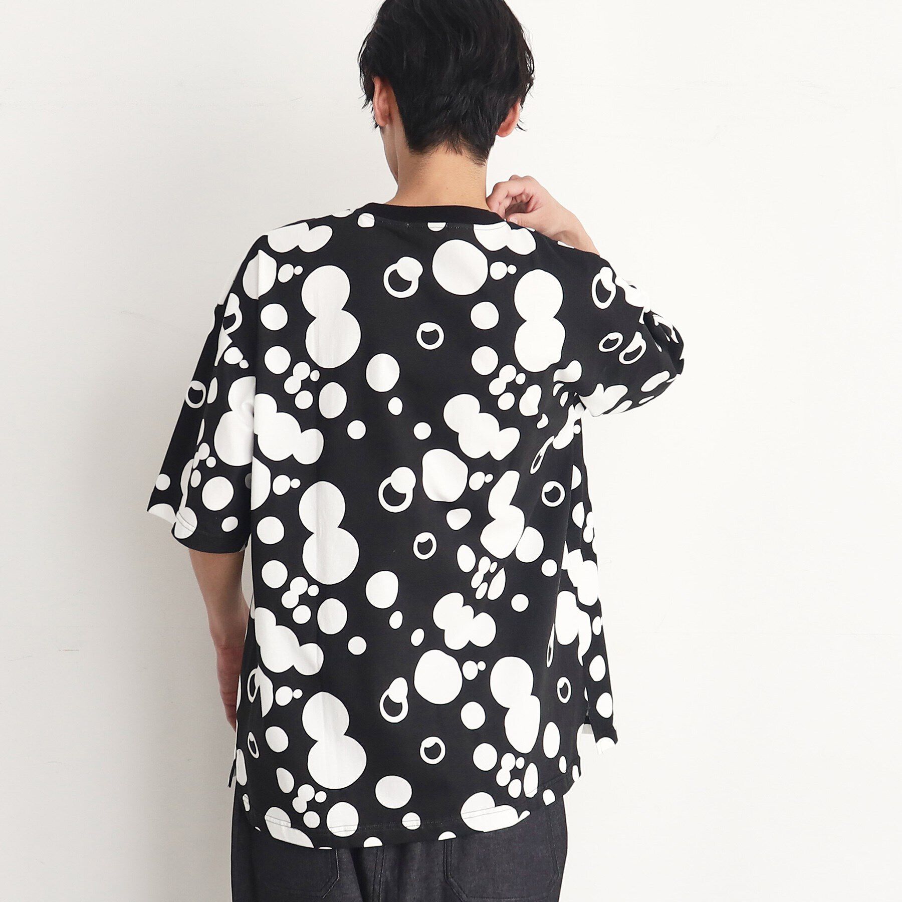 THE SHOP TK「ビッグシルエット総柄アソートTシャツ 幾何学／ドット／ストライプ／バックロゴ」|Tシャツ・カットソー|