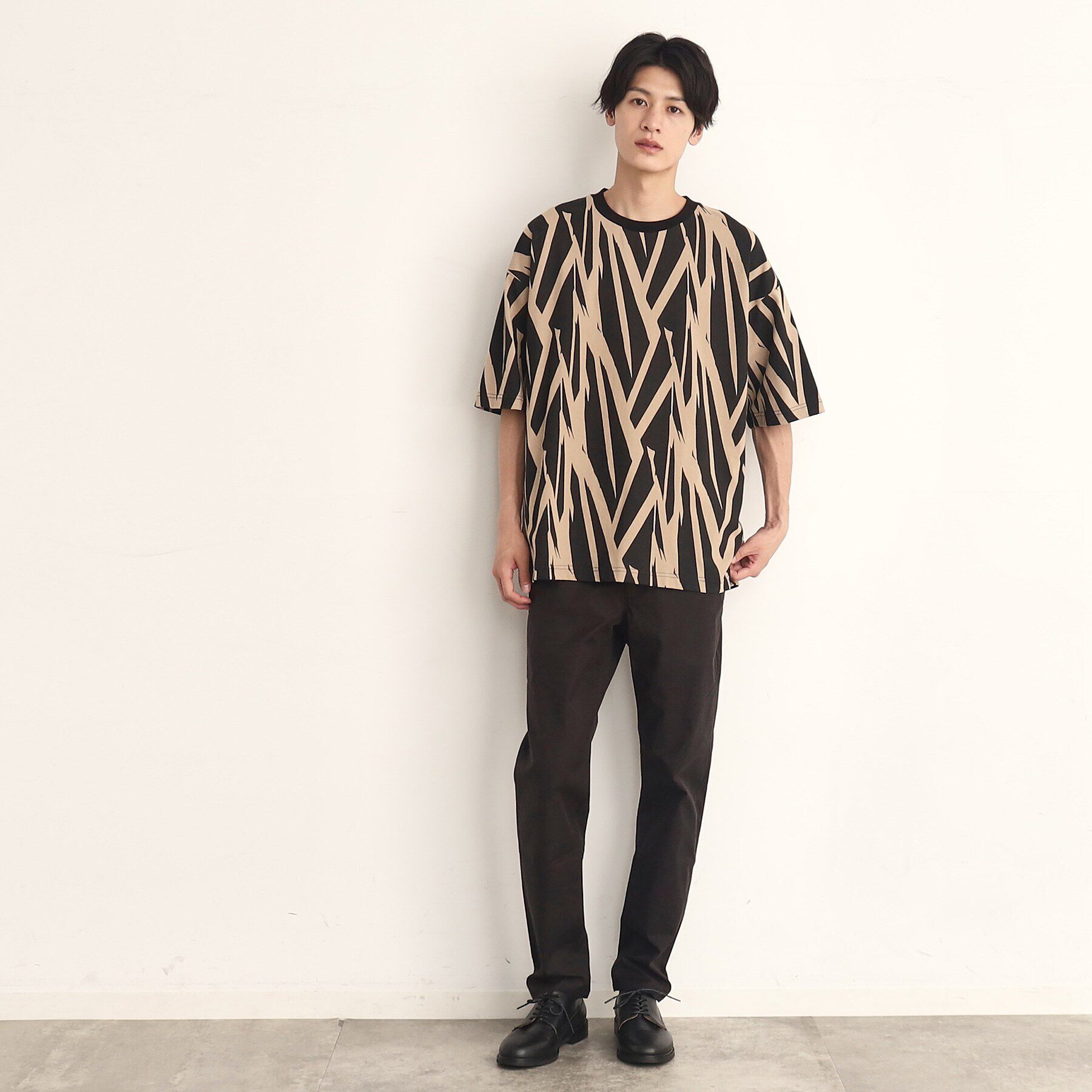 THE SHOP TK「ビッグシルエット総柄アソートTシャツ 幾何学／ドット／ストライプ／バックロゴ」|Tシャツ・カットソー|