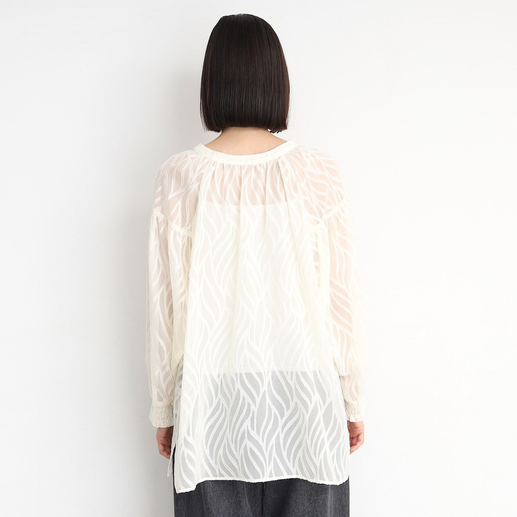 THE SHOP TK「【前後2WAY/洗える】ジャカードシアーブラウス」|シャツ・ブラウス|