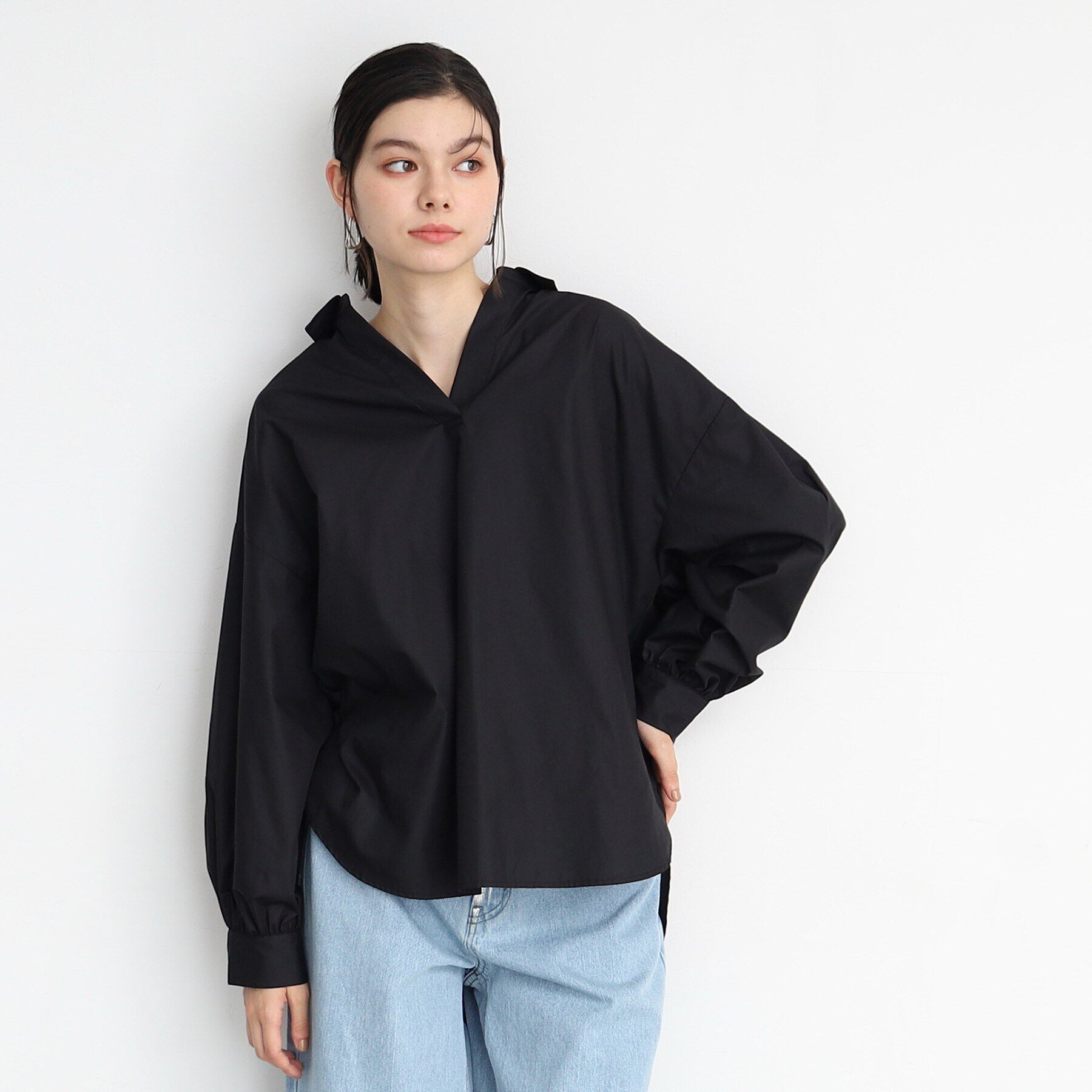 THE SHOP TK「【＠BAILA掲載】バックシャーリングシャツ/魅せる体形カバー服/洗える/ヒルナンデス！で紹介！」|シャツ・ブラウス|ブラック(019)